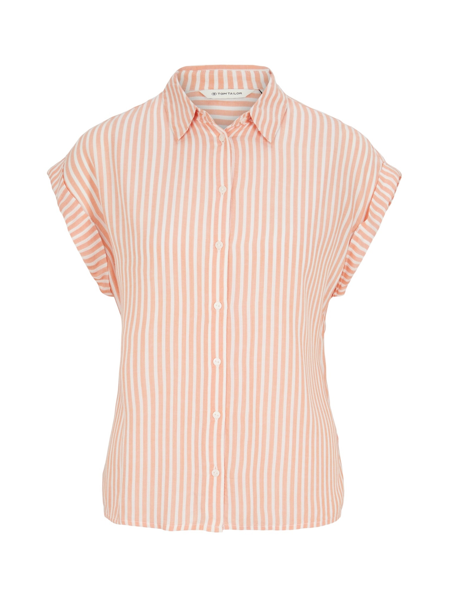 TOM TAILOR Bluza  pastelno oranžna / bela