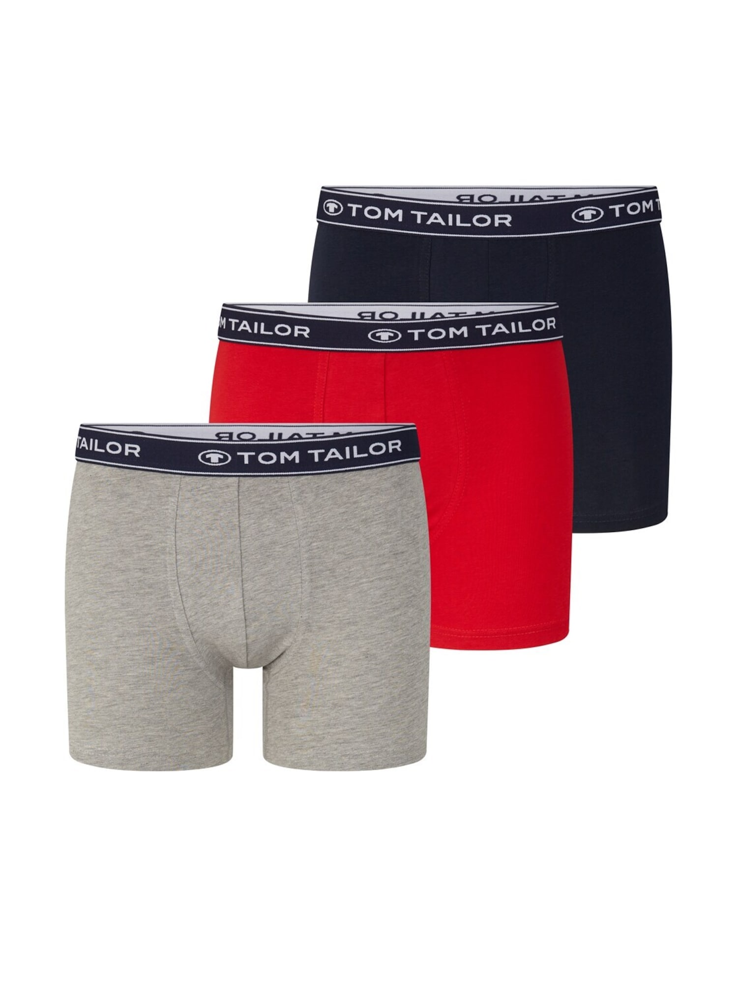 TOM TAILOR Boksarice  temno modra / pegasto siva / rdeča / bela