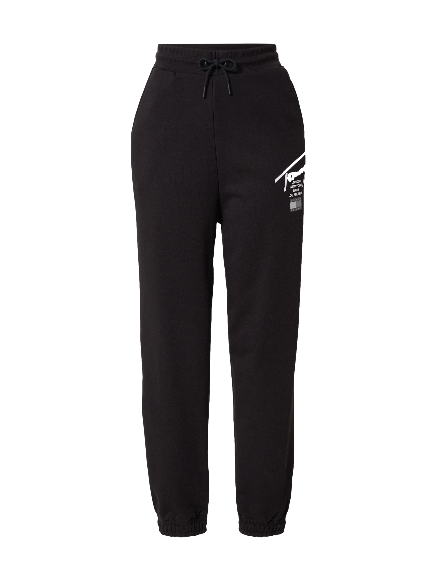 Tommy Jeans Hlače  črna / bela