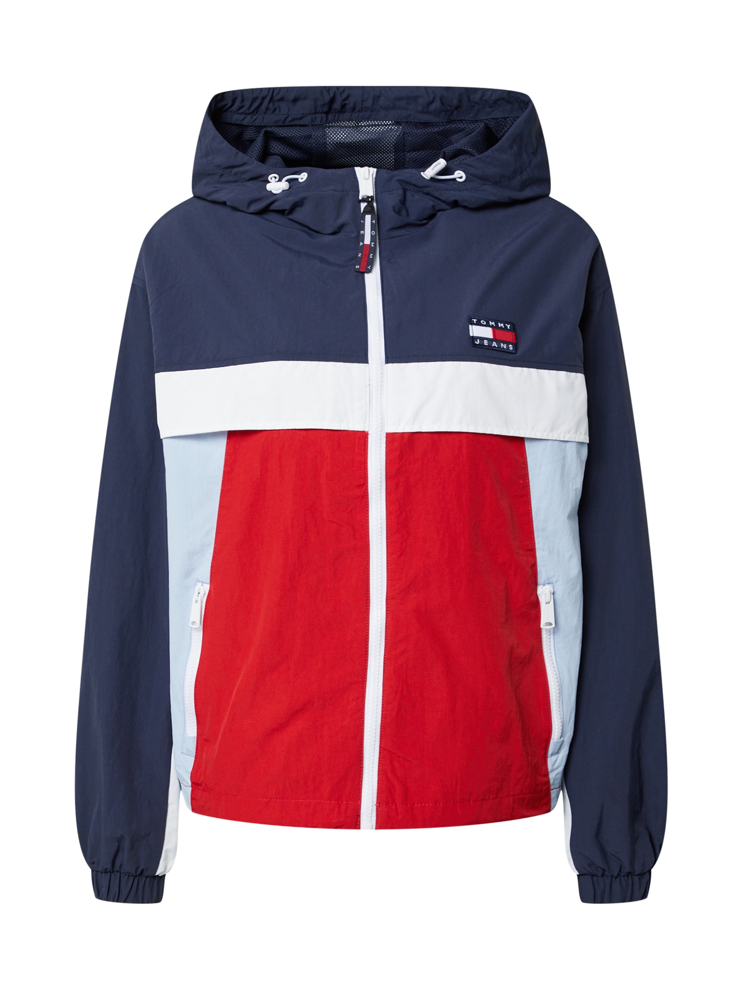 Tommy Jeans Prehodna jakna 'CHICAGO'  mornarska / azur / rdeča / bela