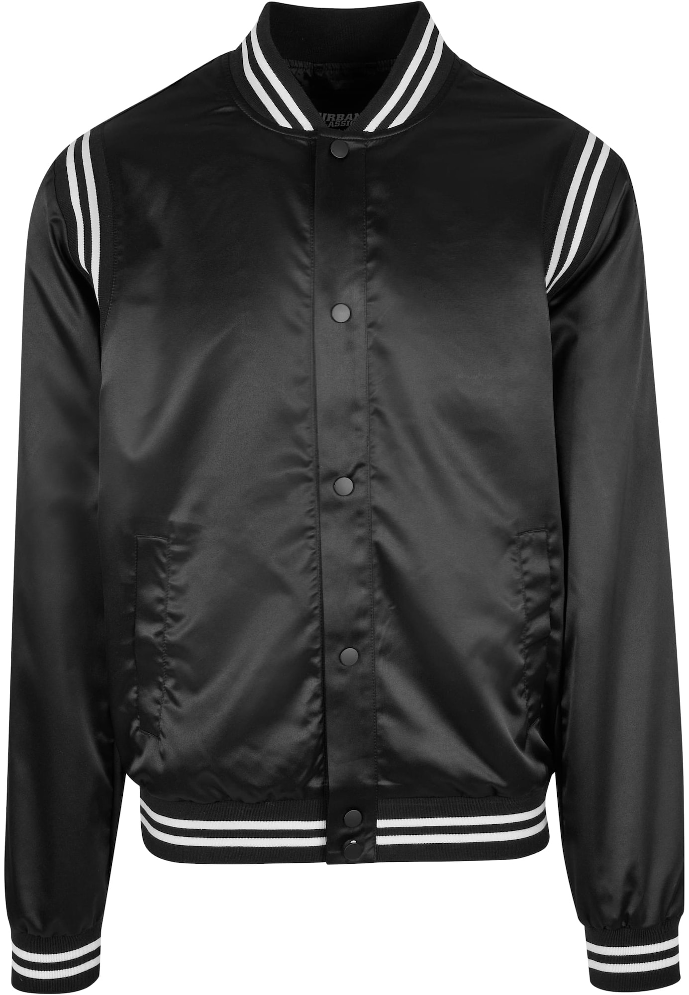 Urban Classics Prehodna jakna 'Satin'  črna / bela