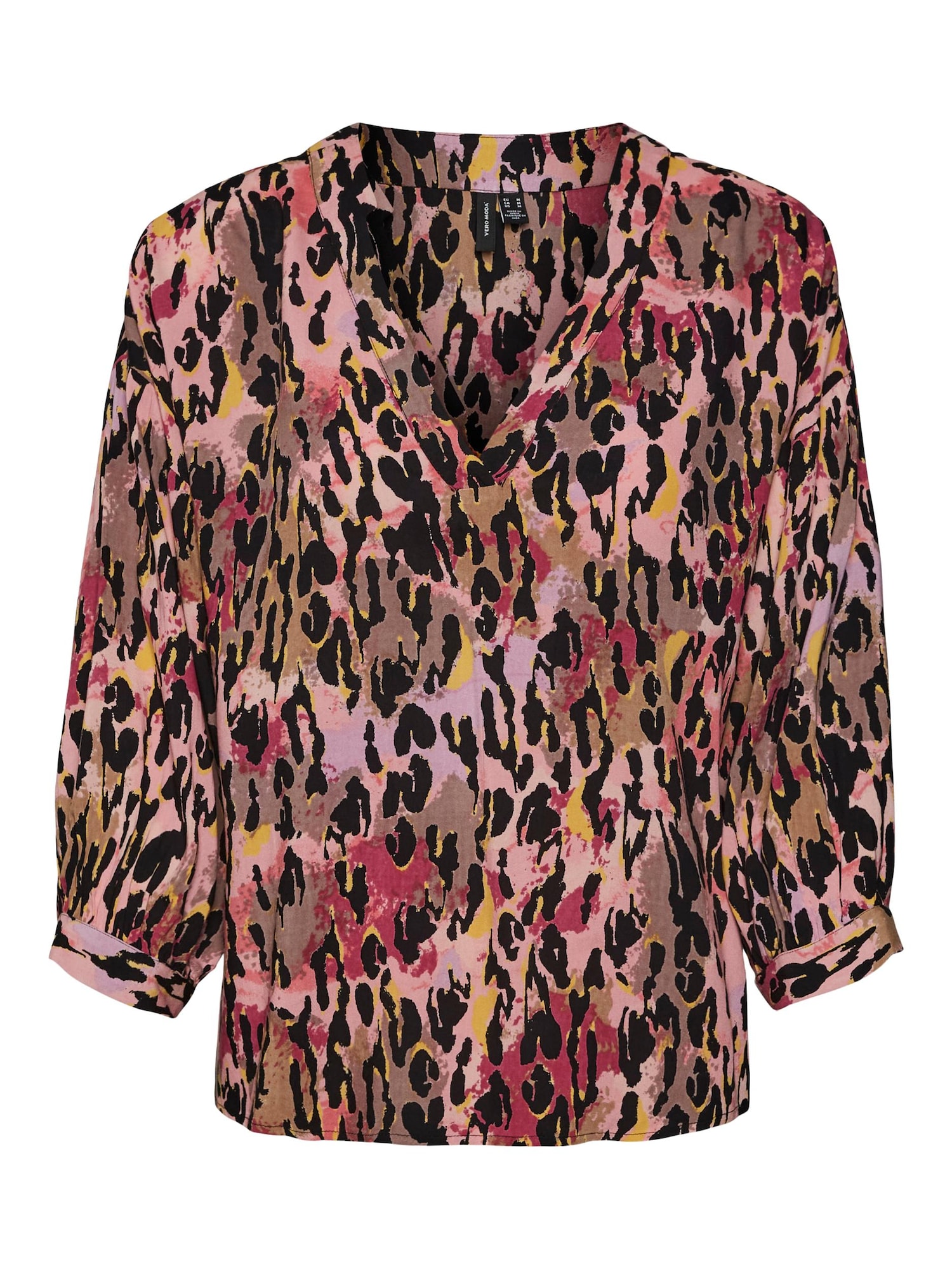VERO MODA Bluza 'JAWI'  svetlo rjava / fuksija / roza / črna