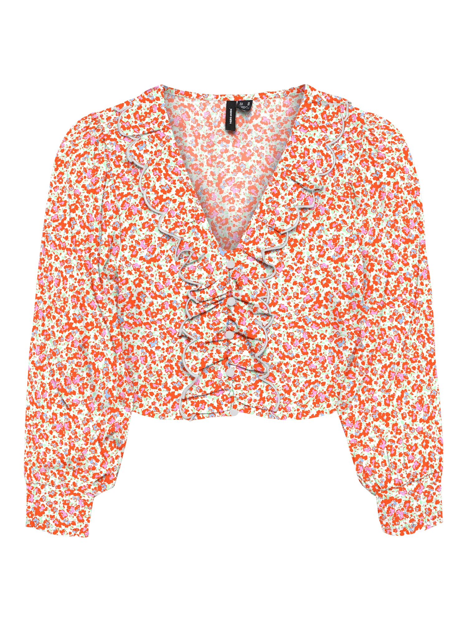 VERO MODA Bluza 'Nica'  meta / majnica / oranžna / češnjevo rdeča
