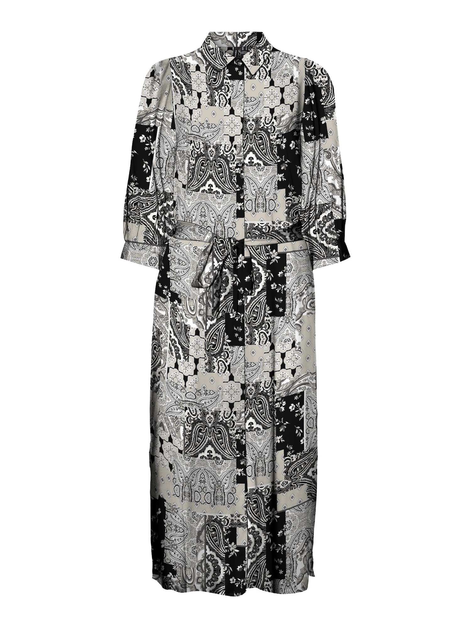 VERO MODA Dolga srajca 'Gigi'  antracit / kamen / črna / bela