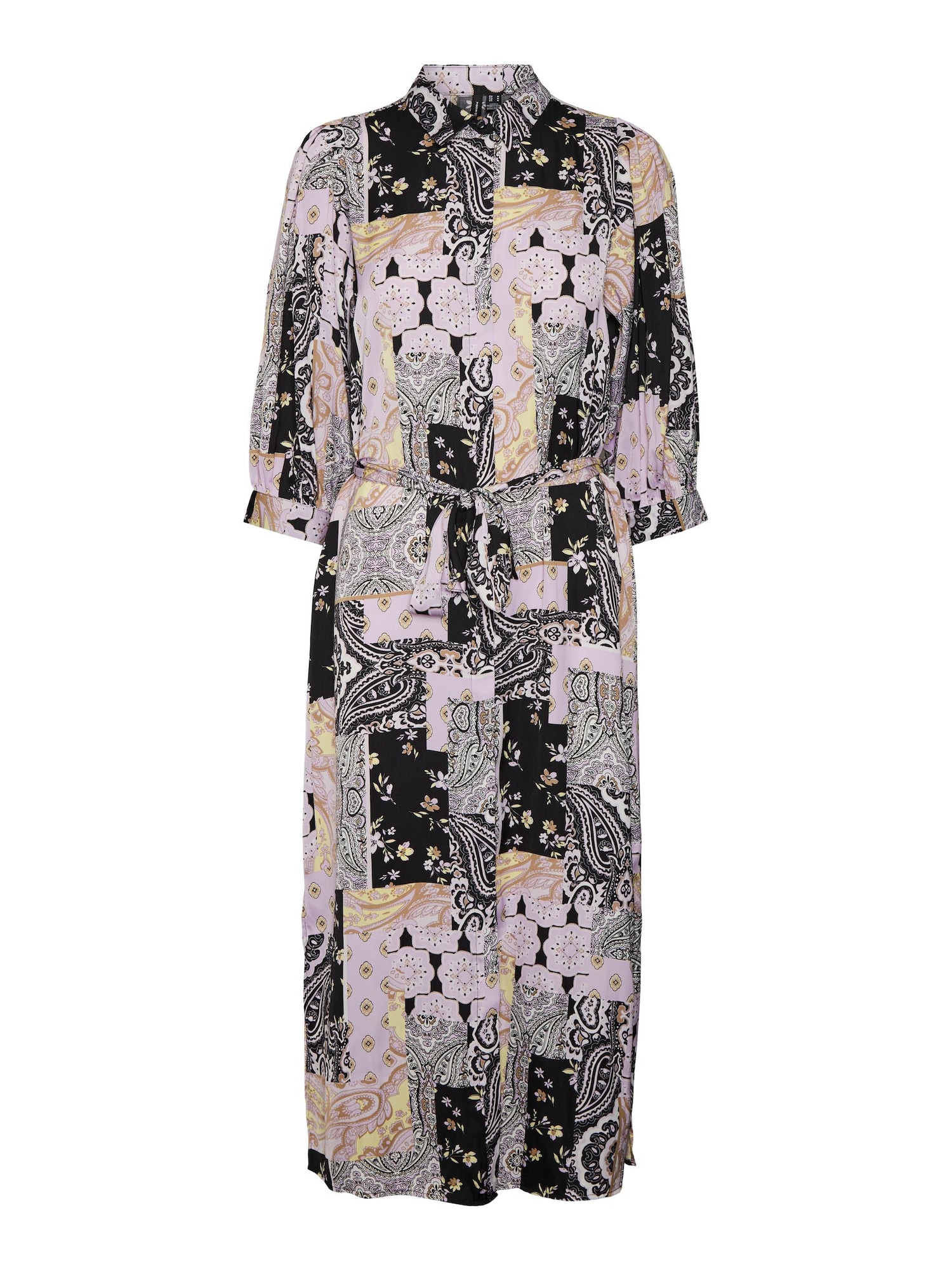 VERO MODA Dolga srajca 'Gigi'  rumena / pastelno lila / mešane barve / črna / bela