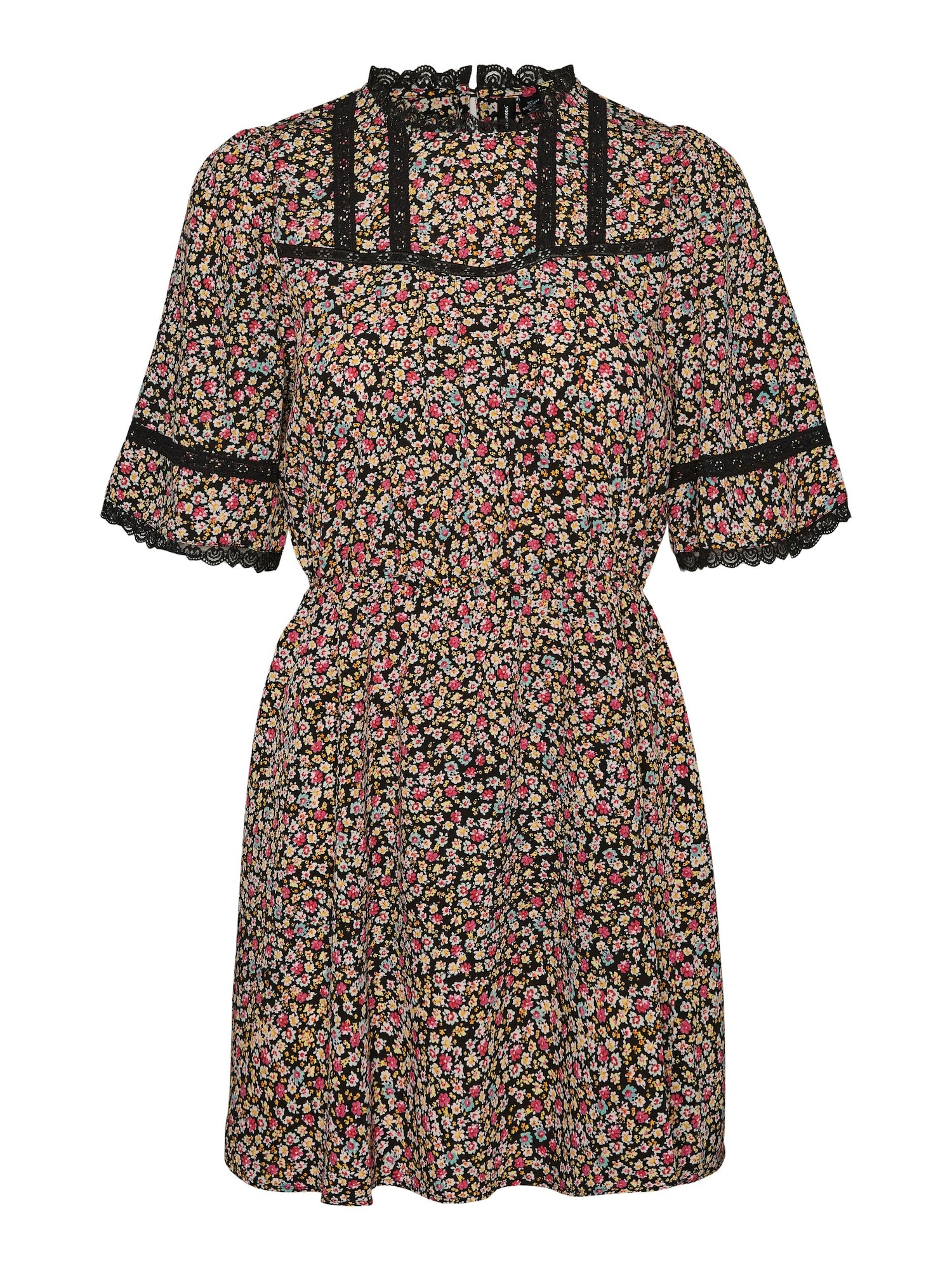 VERO MODA Dolga srajca 'Hubi'  rumena / grenada / črna / bela