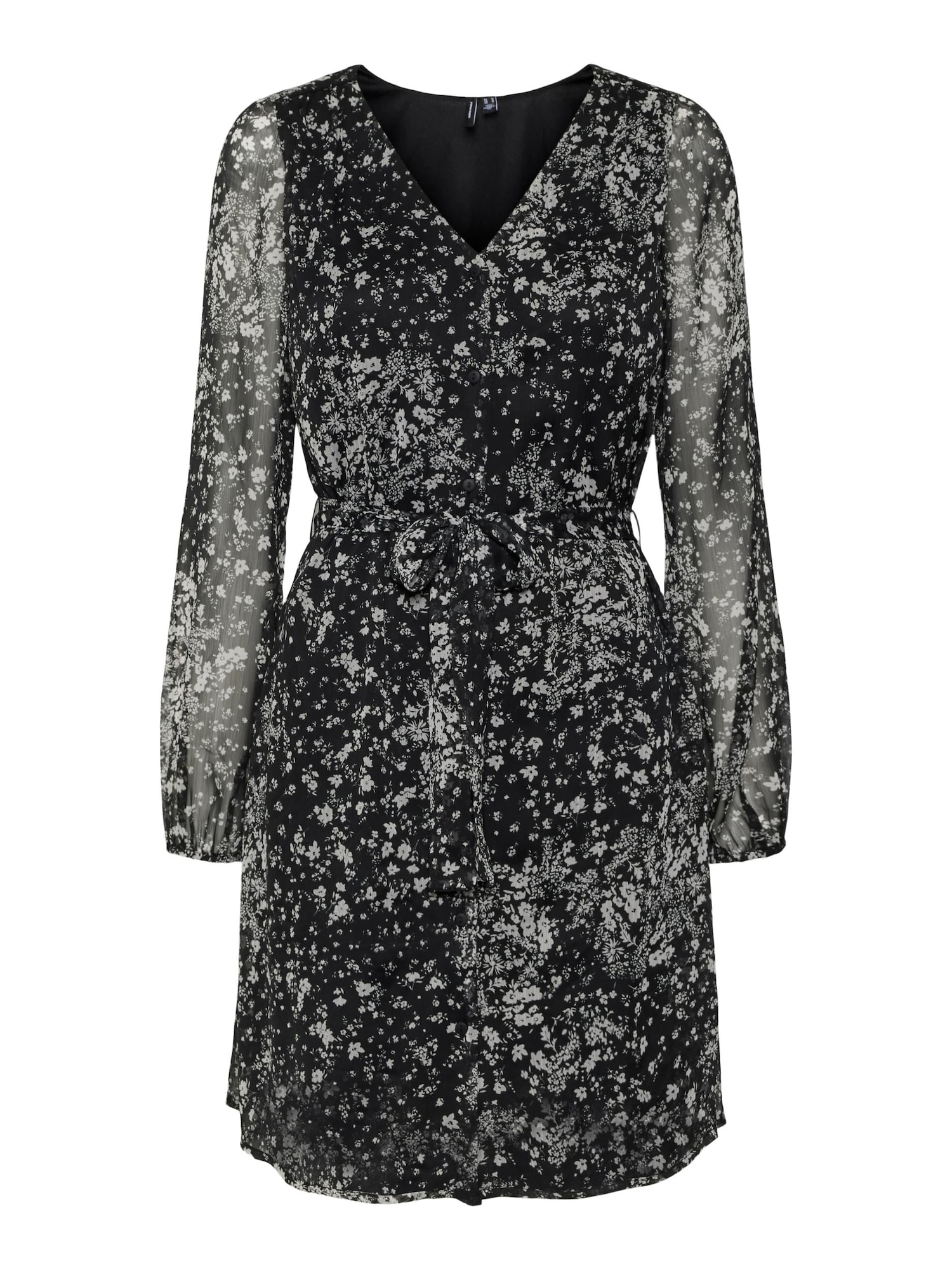 VERO MODA Dolga srajca 'KAYA'  črna / bela