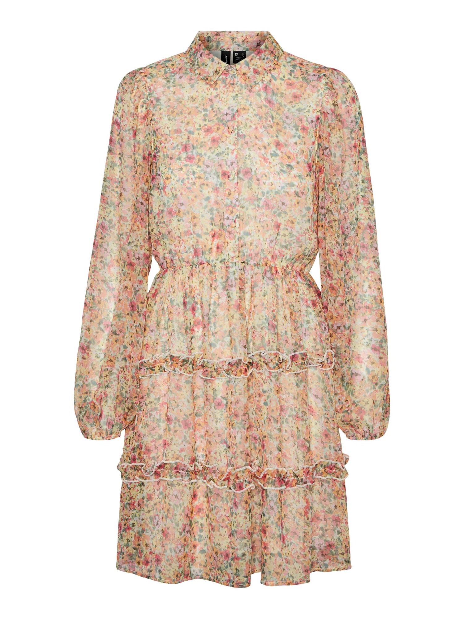 VERO MODA Dolga srajca 'Kaya'  zelena / oranžna / roza / bela