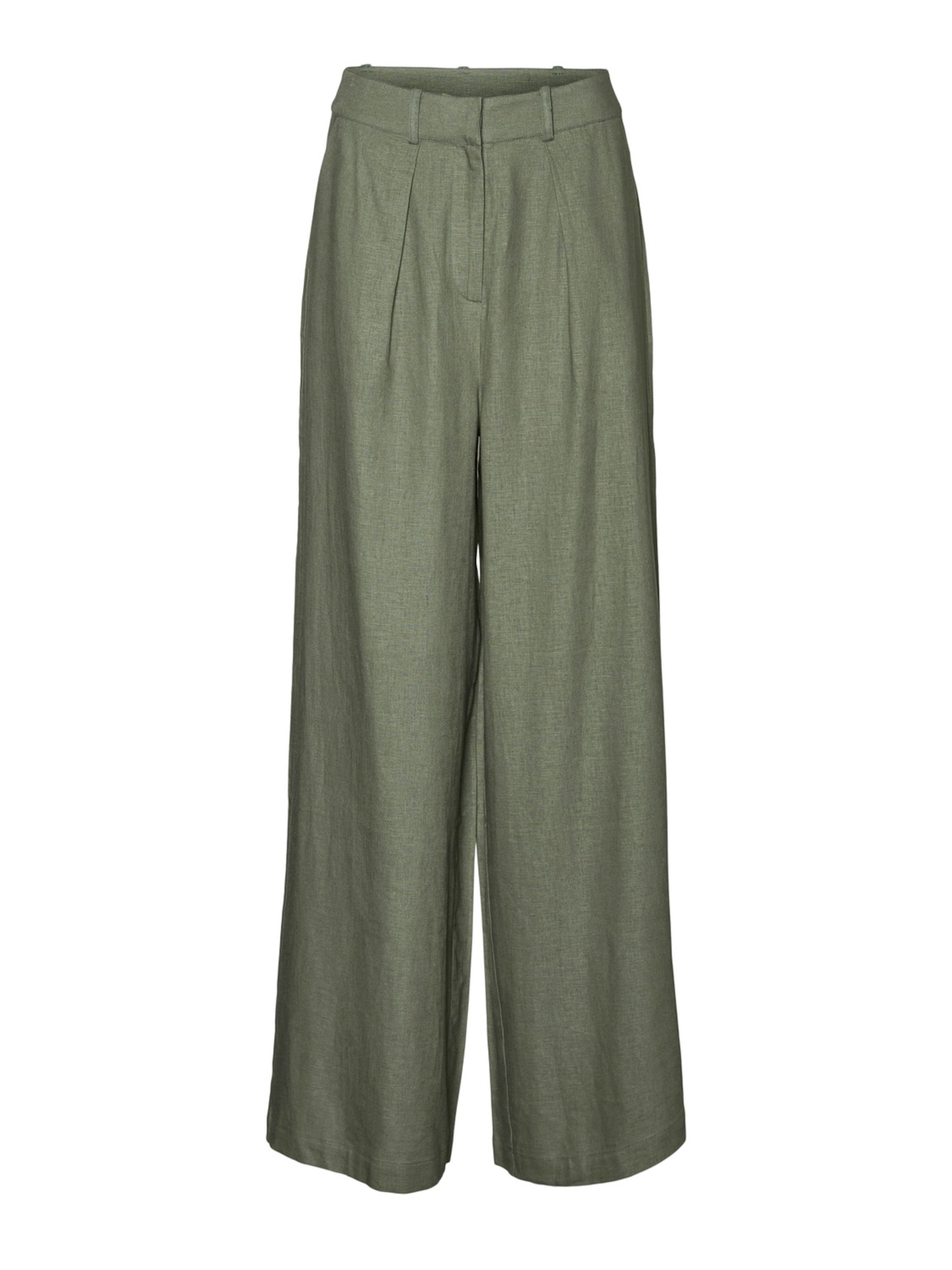 VERO MODA Hlače z naborki  temno zelena