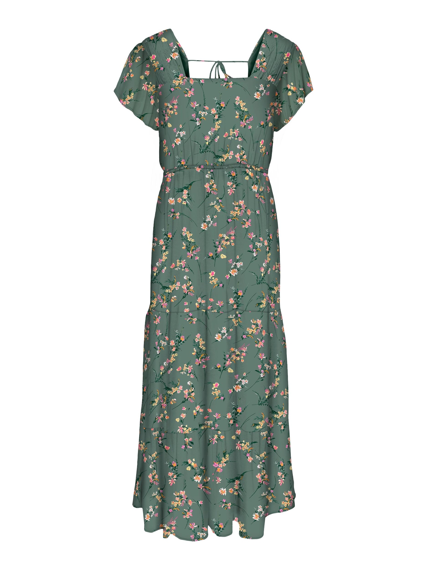 VERO MODA Obleka 'Kaya'  smaragd / travnato zelena / neonsko oranžna / fuksija / bela