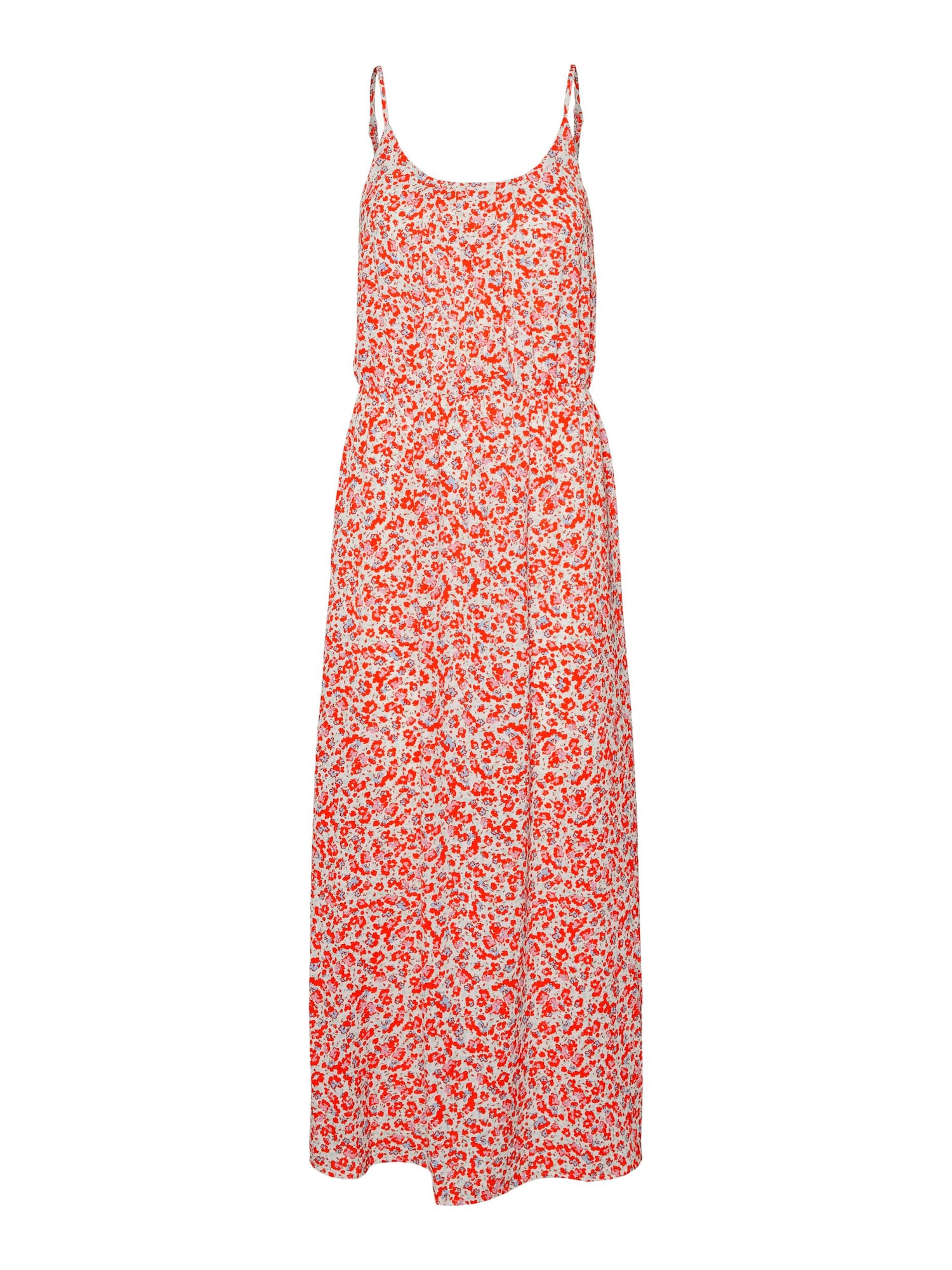 VERO MODA Obleka 'Sasha'  oranžno rdeča / bela