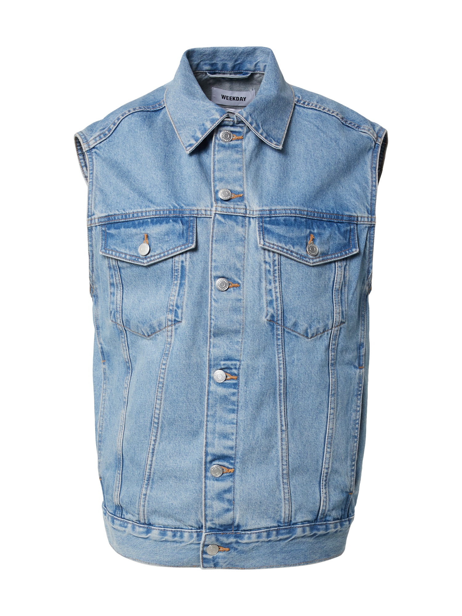 WEEKDAY Brezrokavnik  moder denim