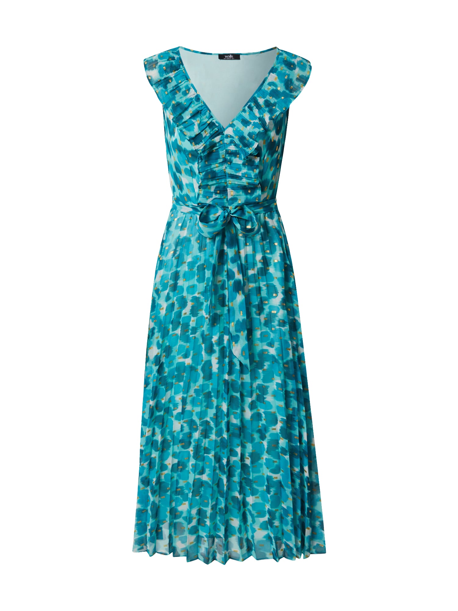 Wallis Poletna obleka  turkizna / voda / pastelno modra / zlata