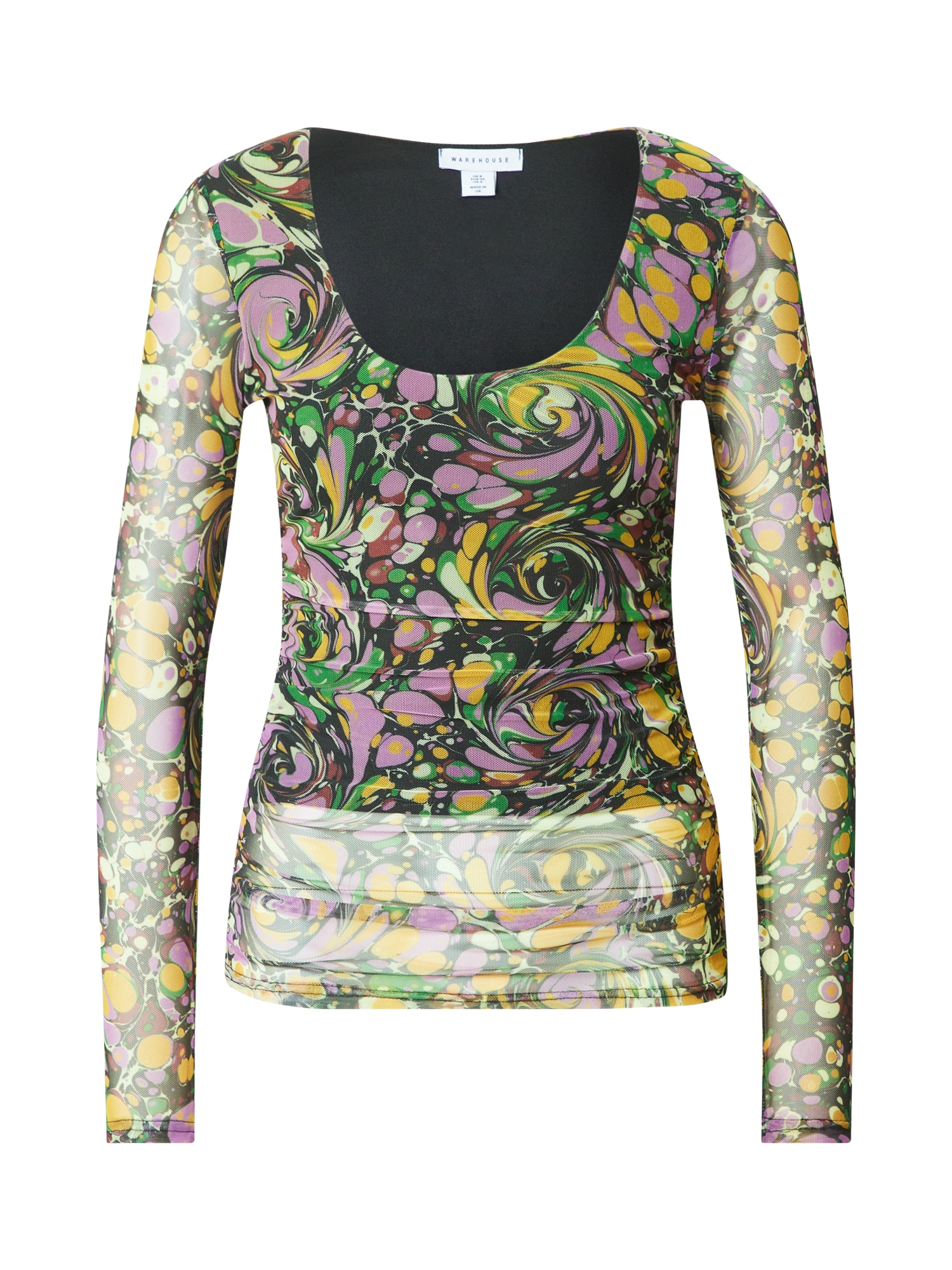 Warehouse Majica 'Jemma Lewis''  zelena / svetlo lila / mešane barve / črna