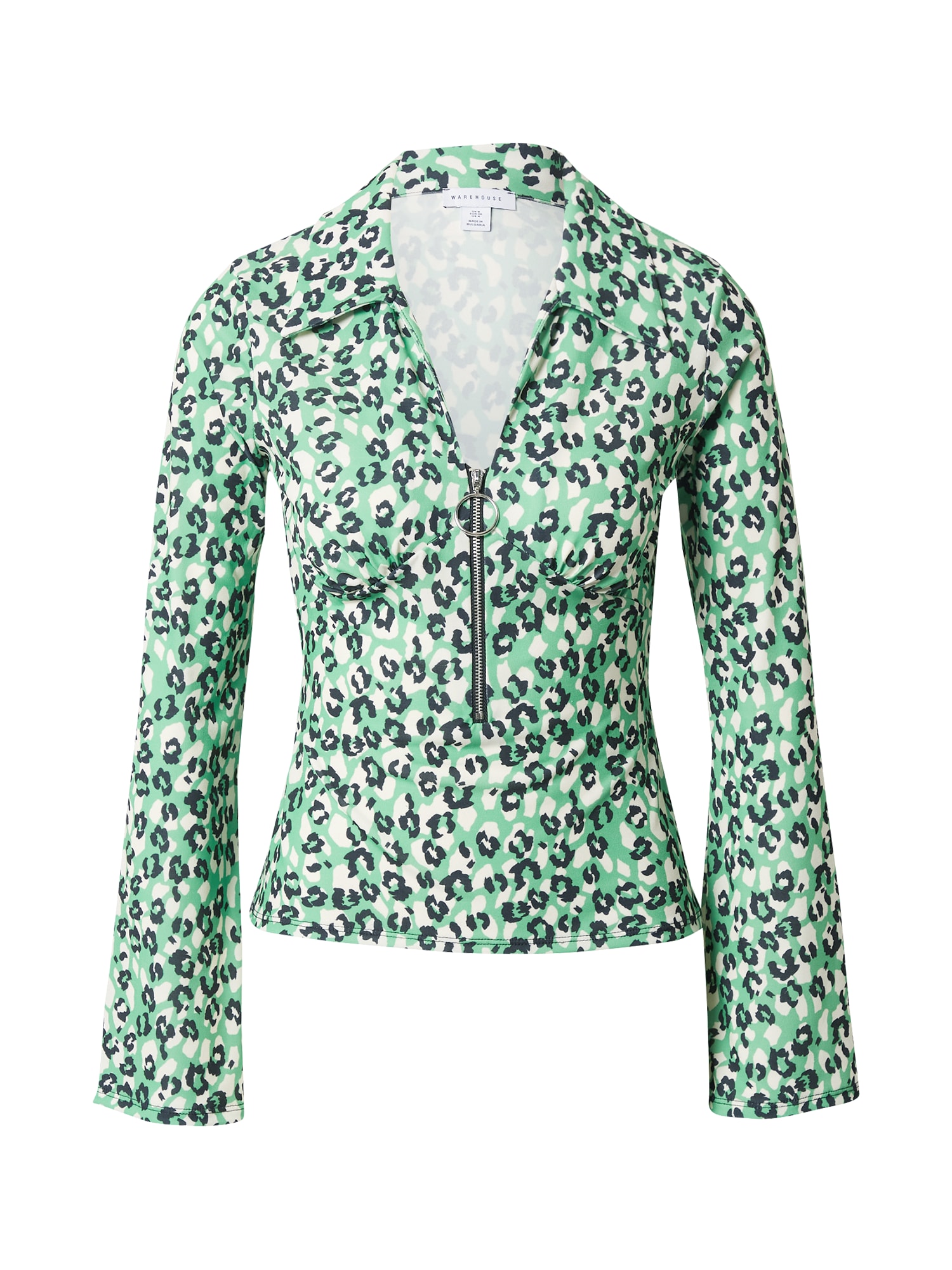 Warehouse Majica  temno modra / zelena / bela