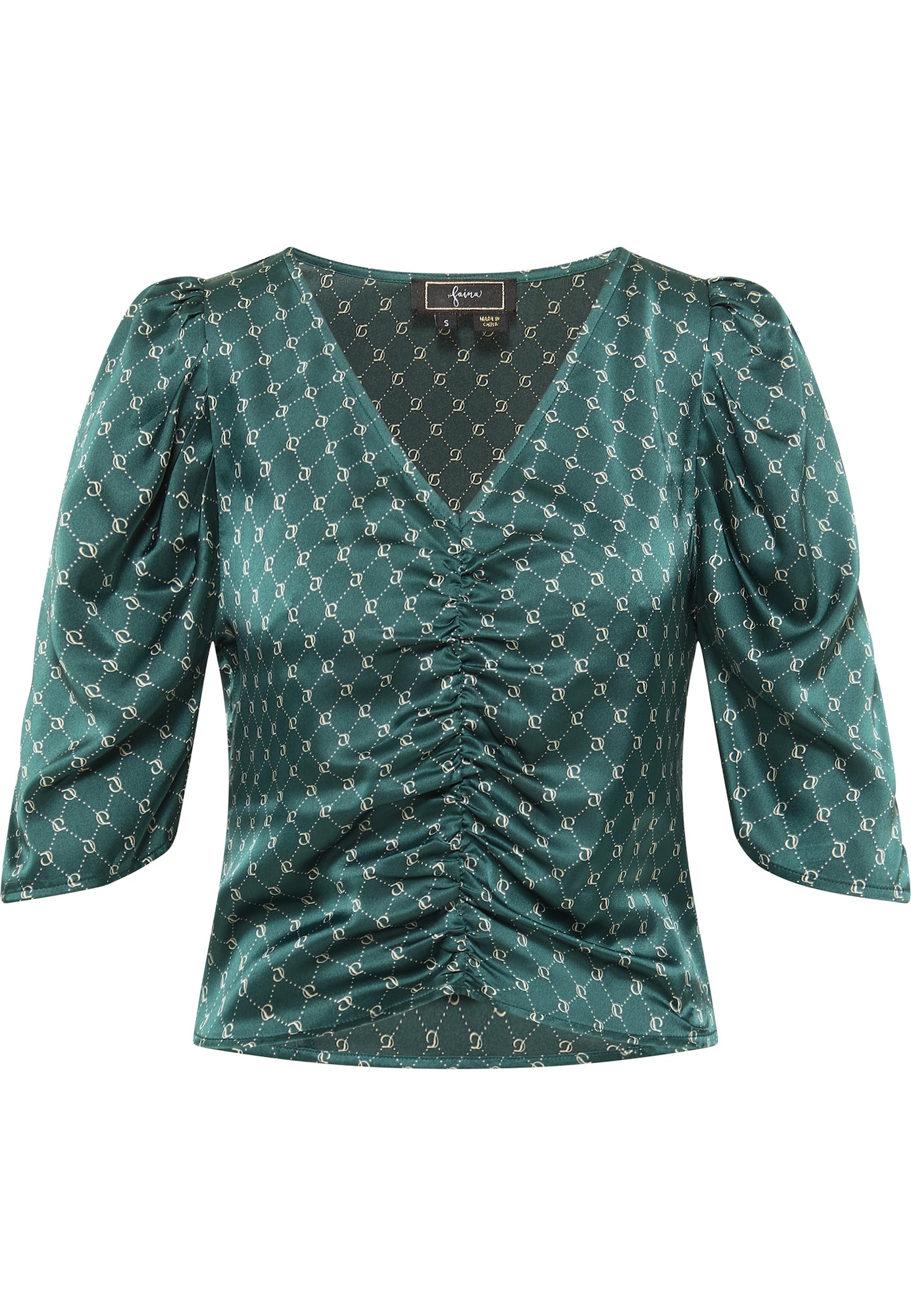 faina Bluza  temno zelena / bela