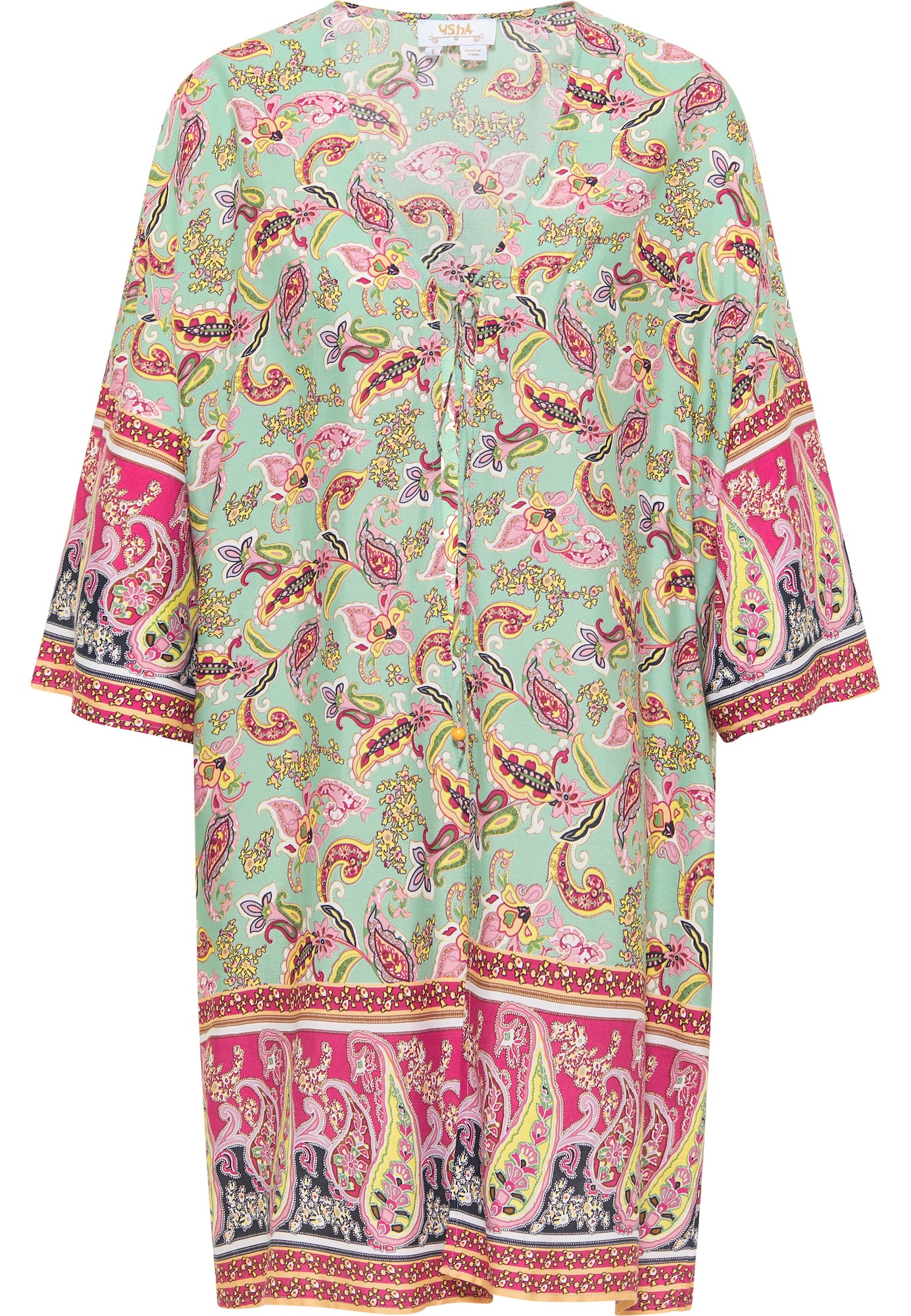 usha FESTIVAL Kimono  pastelno zelena / mešane barve