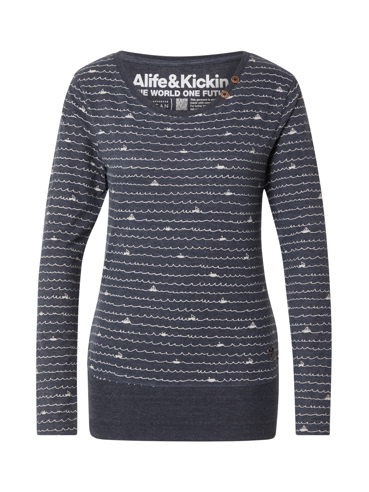 Alife and Kickin Majica 'Conny'  marine / bela