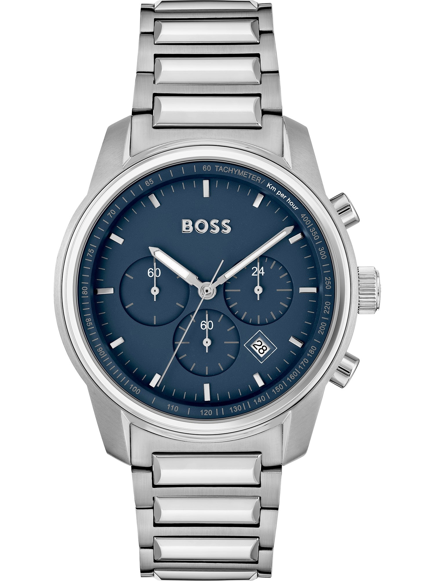 BOSS Black Analogna ura  modra / srebrna