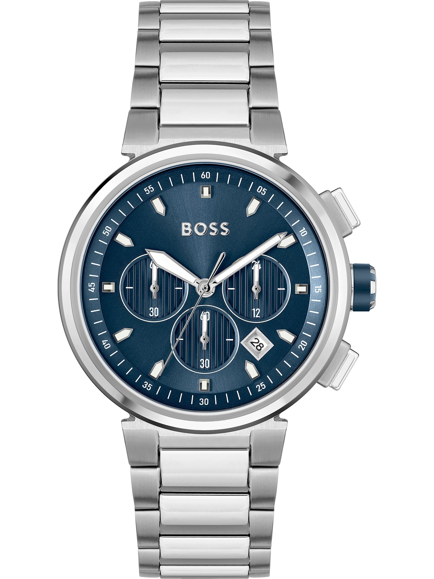 BOSS Black Analogna ura  modra / srebrna