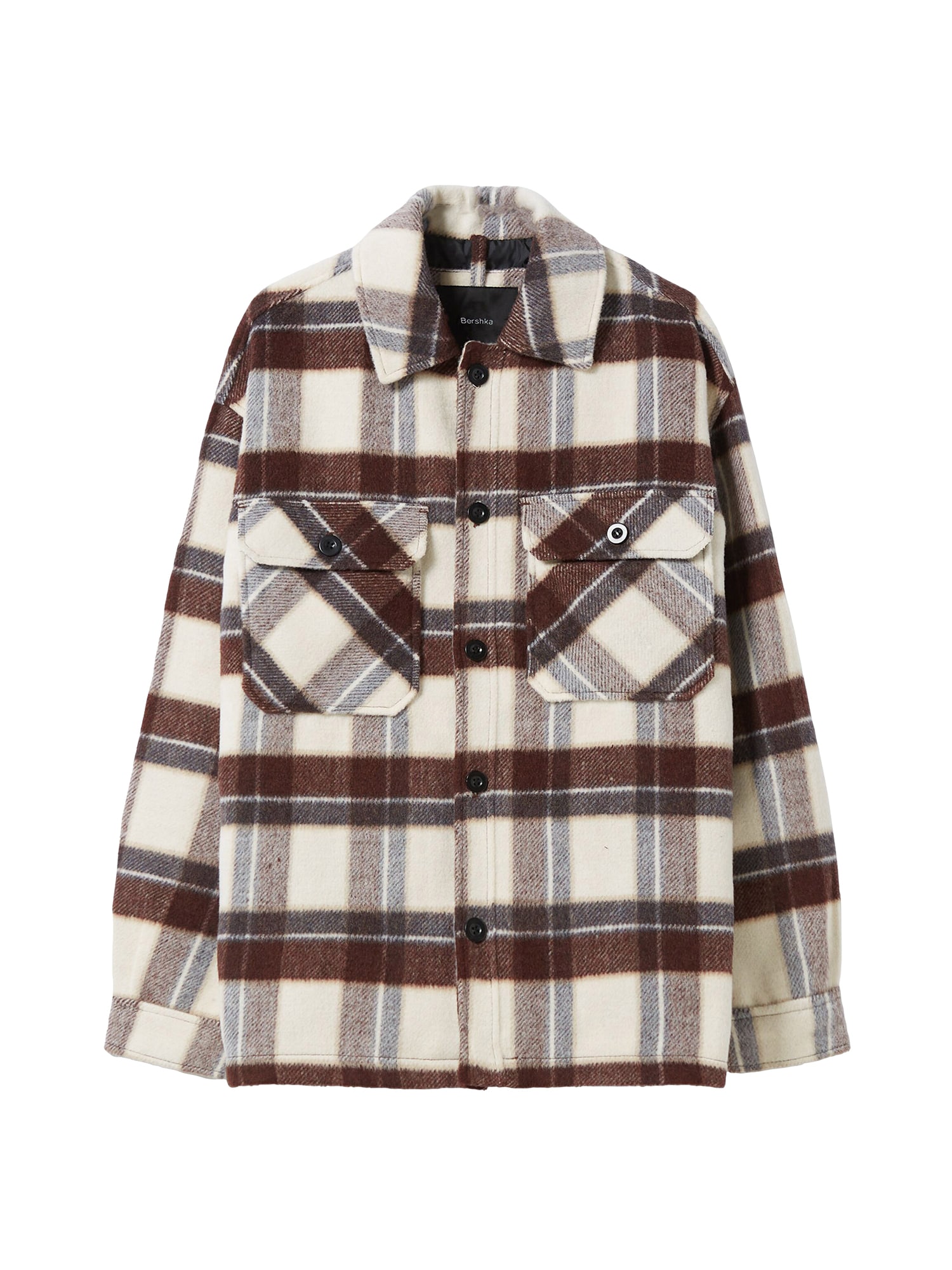 Bershka Prehodna jakna  temno rjava / bordo / bela