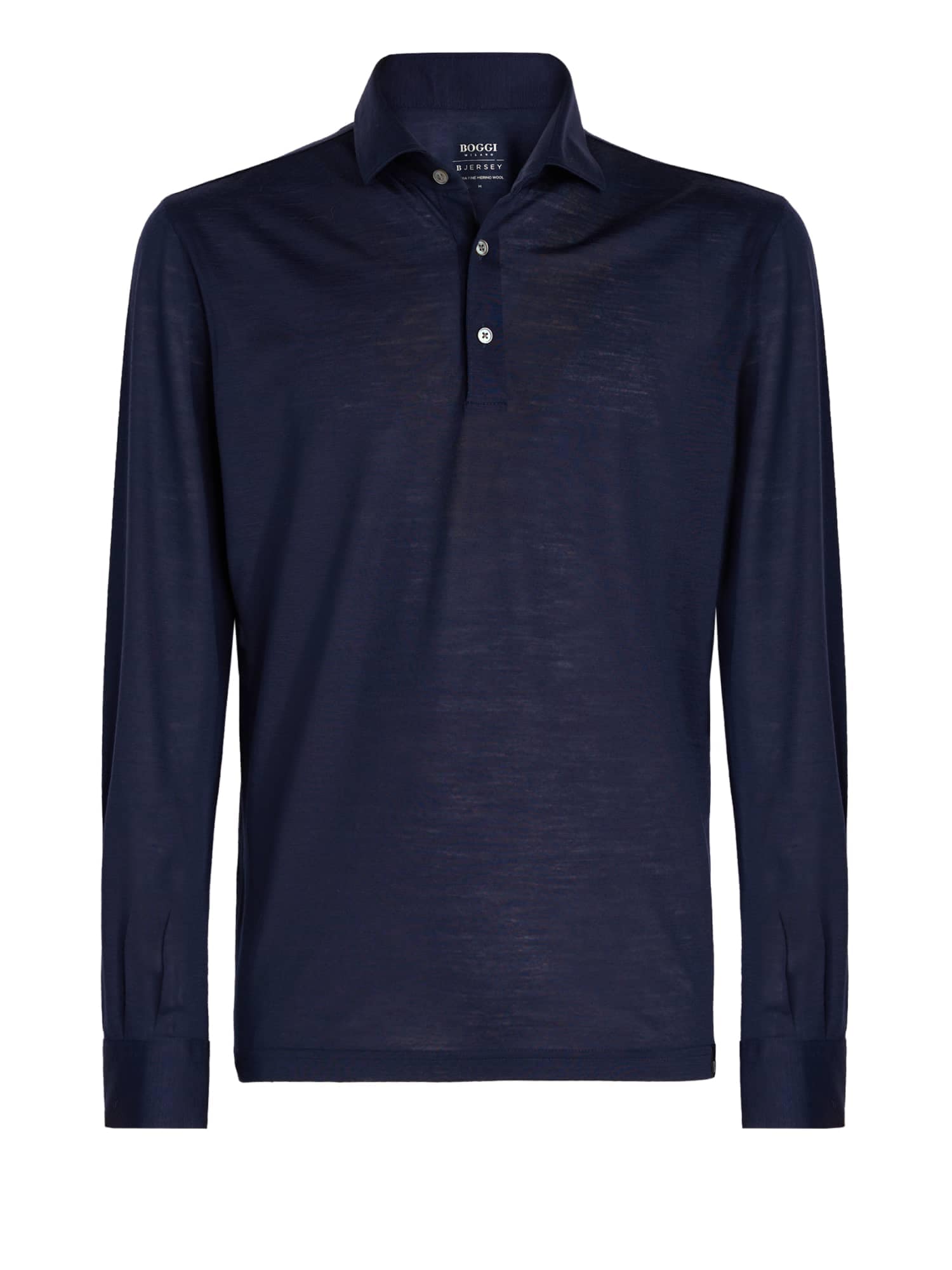 Boggi Milano Majica ' Regular Fit Merino Jersey Long-Sleeved Polo Shirt '  mornarska