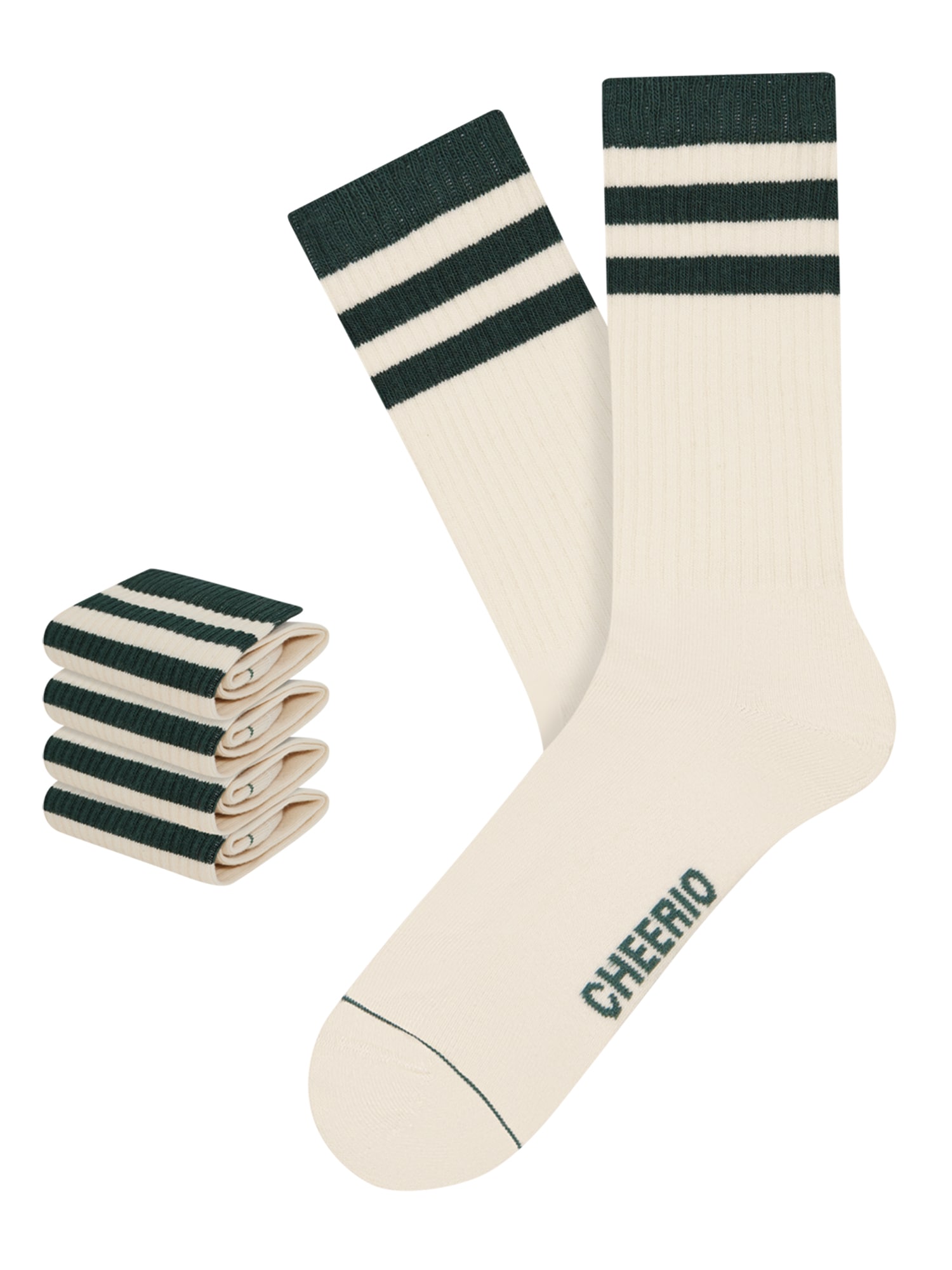 CHEERIO* Športne nogavice 'Retro Tennis Type'  temno zelena / bela