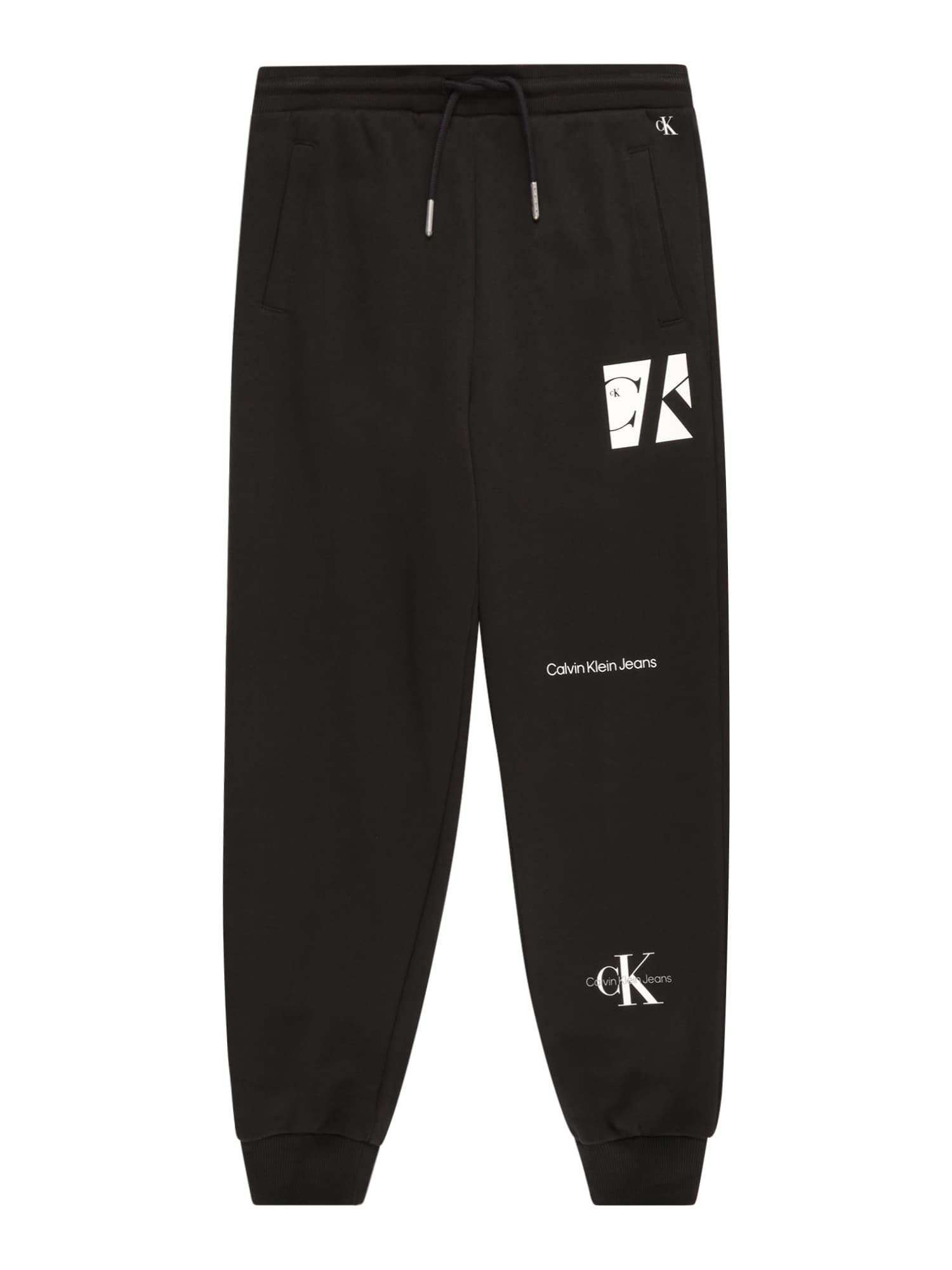 Calvin Klein Jeans Hlače  črna / bela