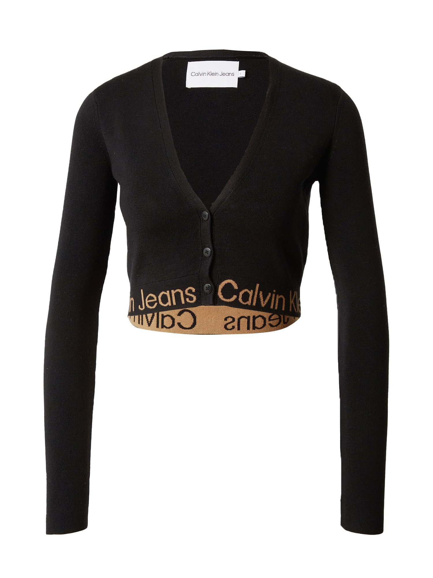 Calvin Klein Jeans Pletena jopa  svetlo rjava / črna
