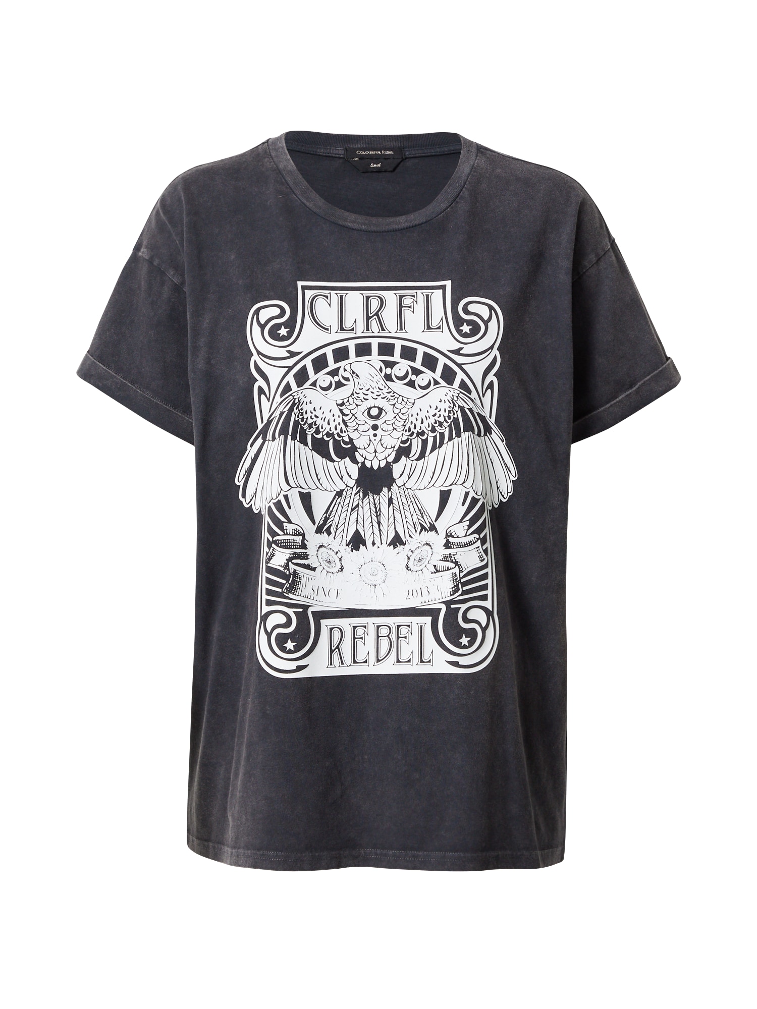 Colourful Rebel Majica 'Art Eagle'  siva / črna / bela