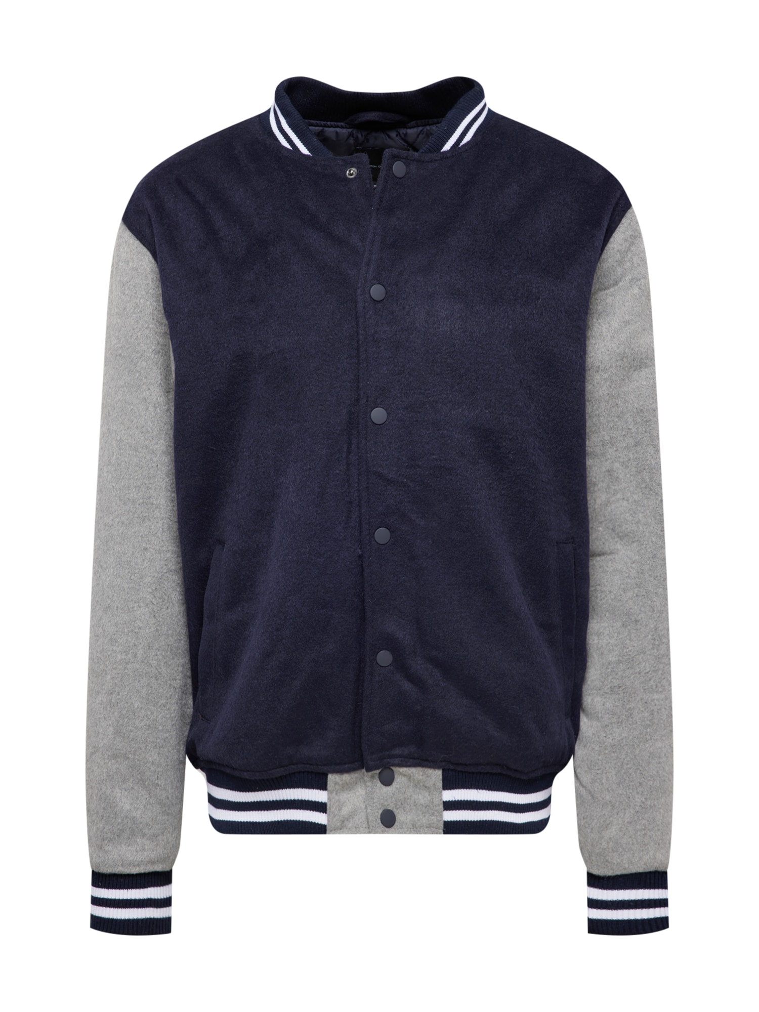 Cotton On Prehodna jakna 'VARSITY'  mornarska / pegasto siva / bela
