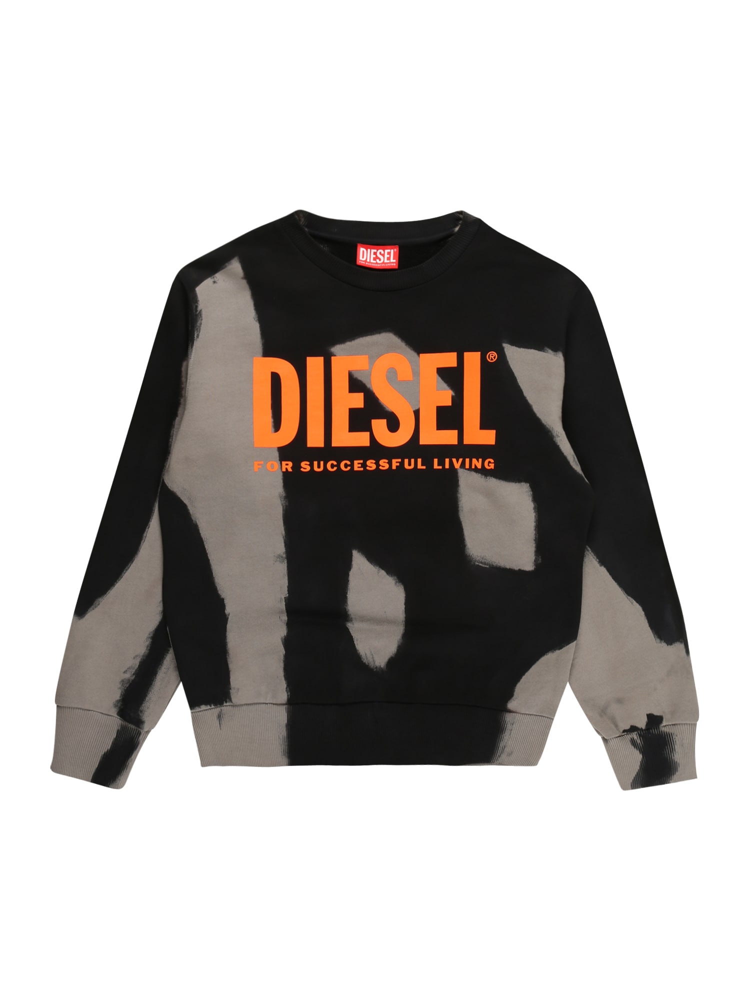 DIESEL Majica  siva / neonsko oranžna / črna