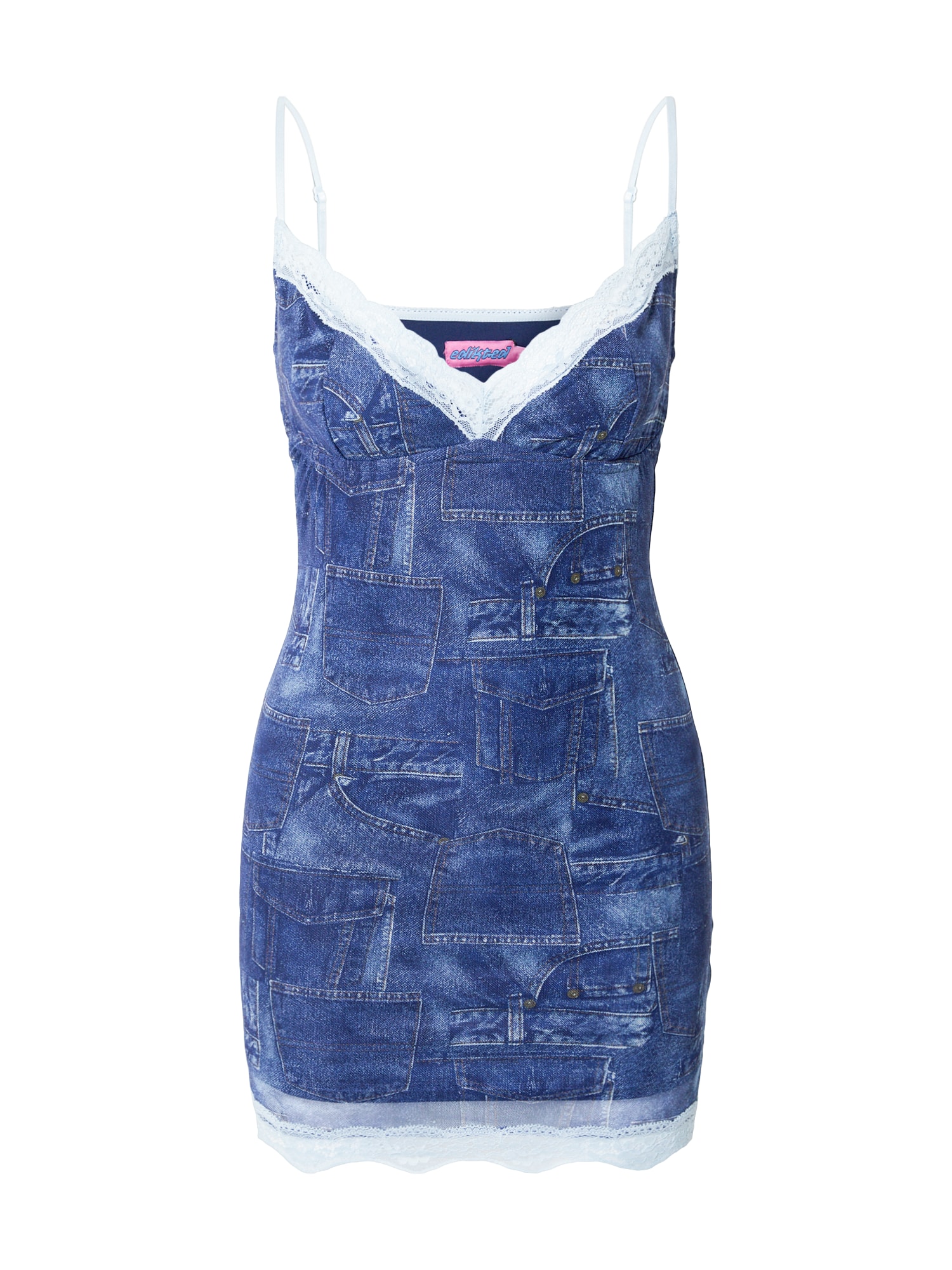 Edikted Obleka  moder denim / bela