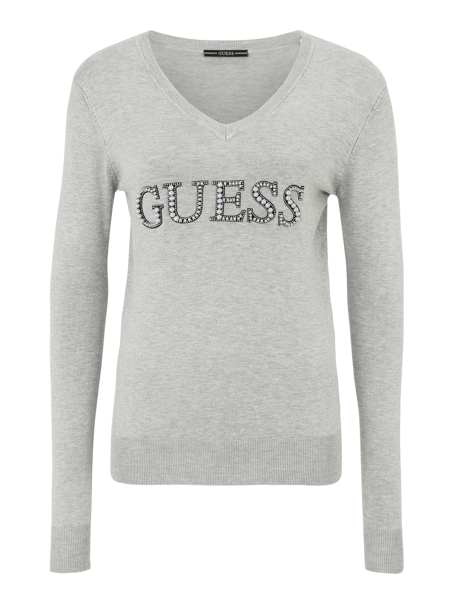 GUESS Pulover 'Anne'  pegasto siva / črna / bela