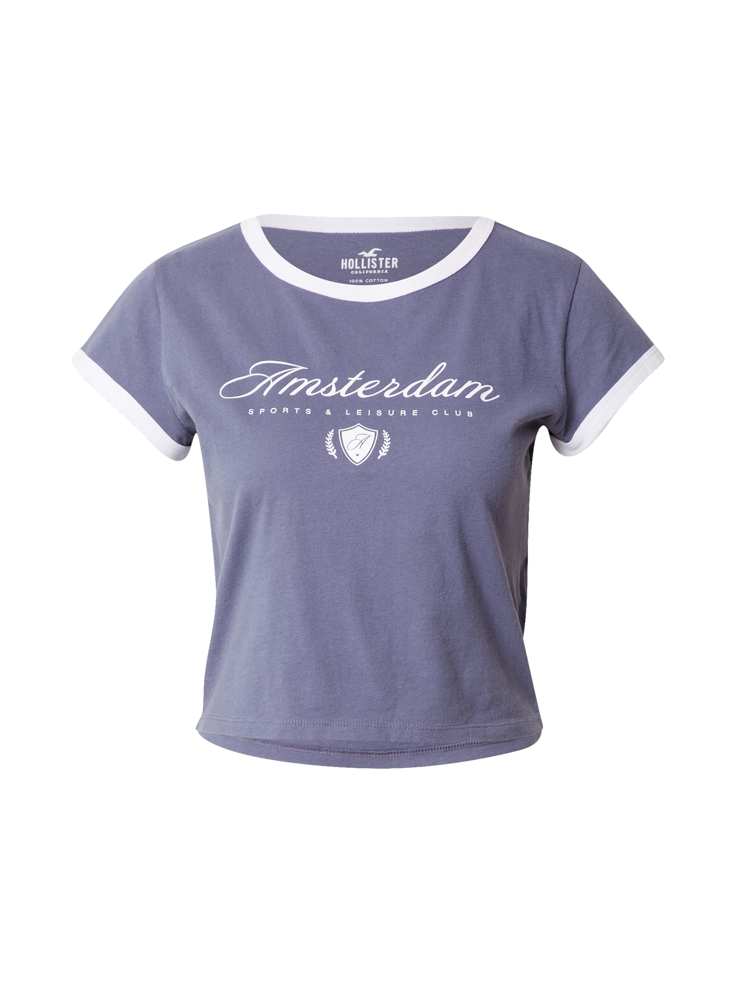 HOLLISTER Majica  golobje modra / bela