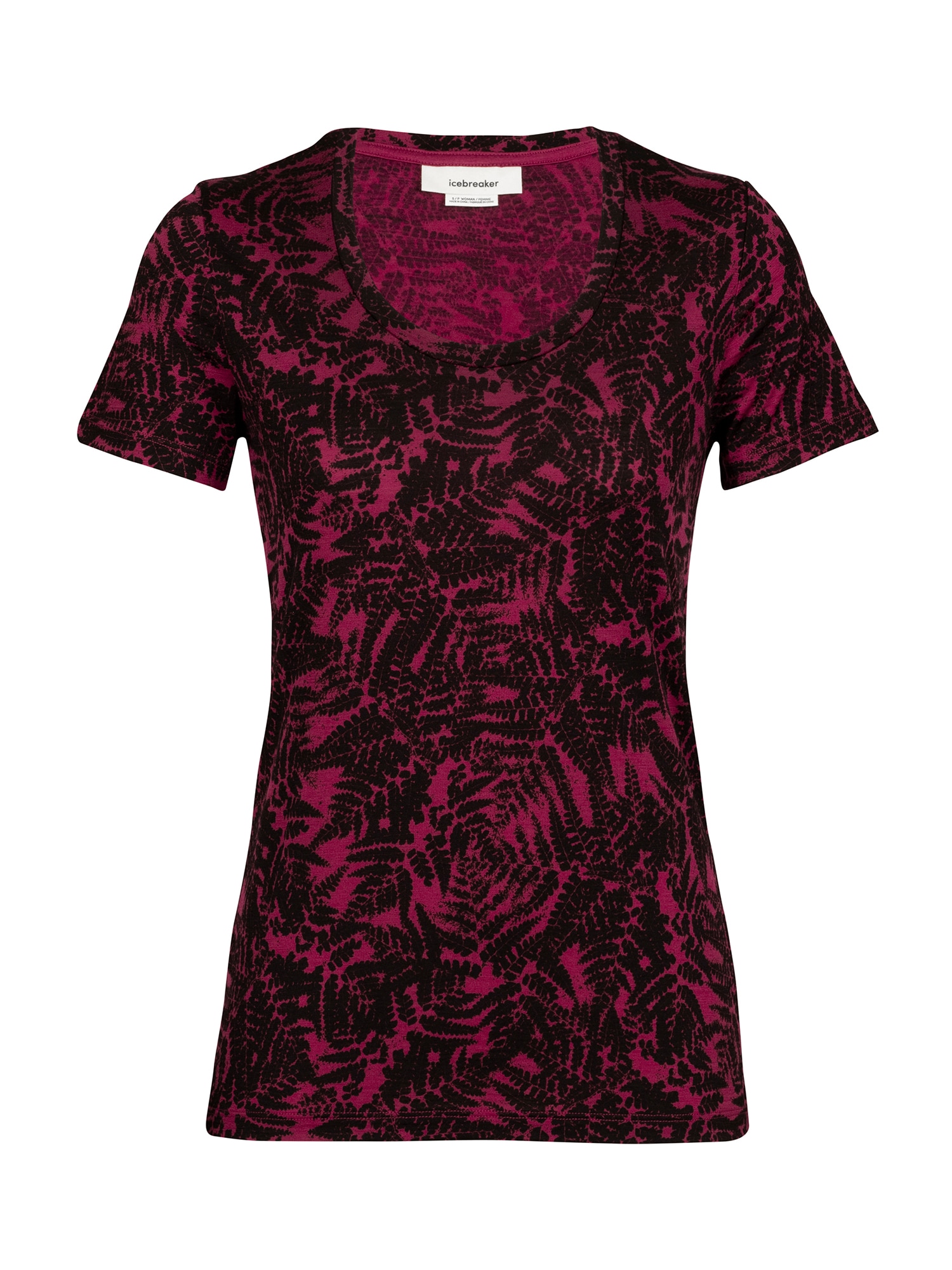 ICEBREAKER Majica 'W Tech Lite II SS Scoop Tee Native Ferns'  lila / črna