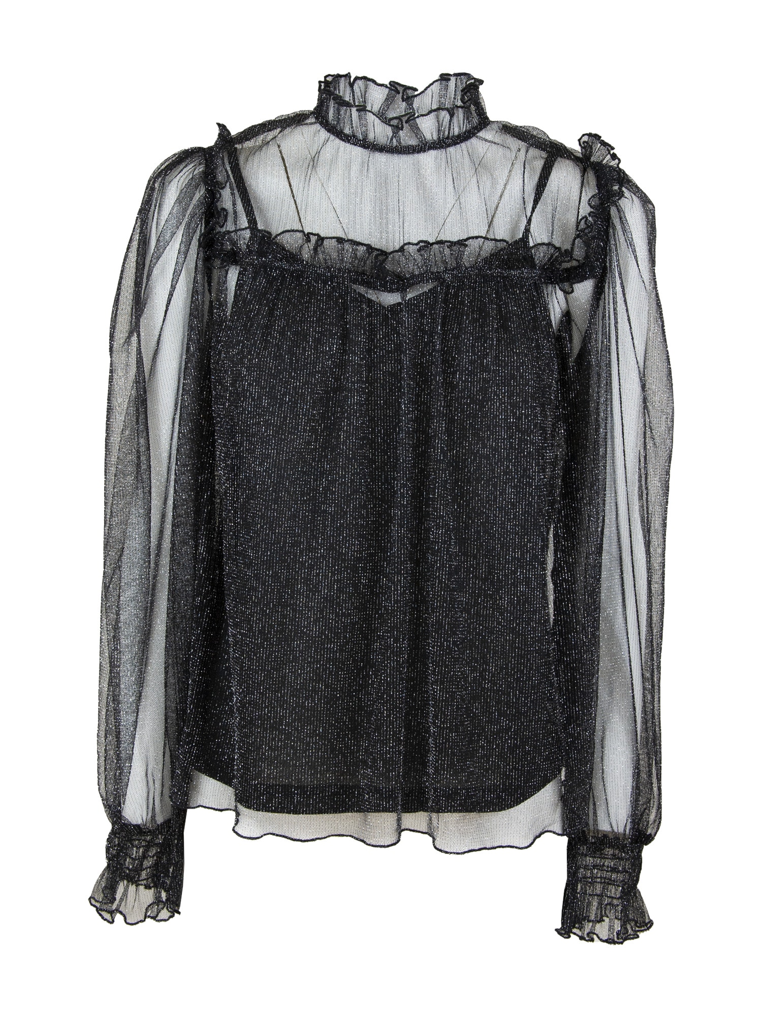 Influencer Bluza 'Sheer'  črna / srebrna