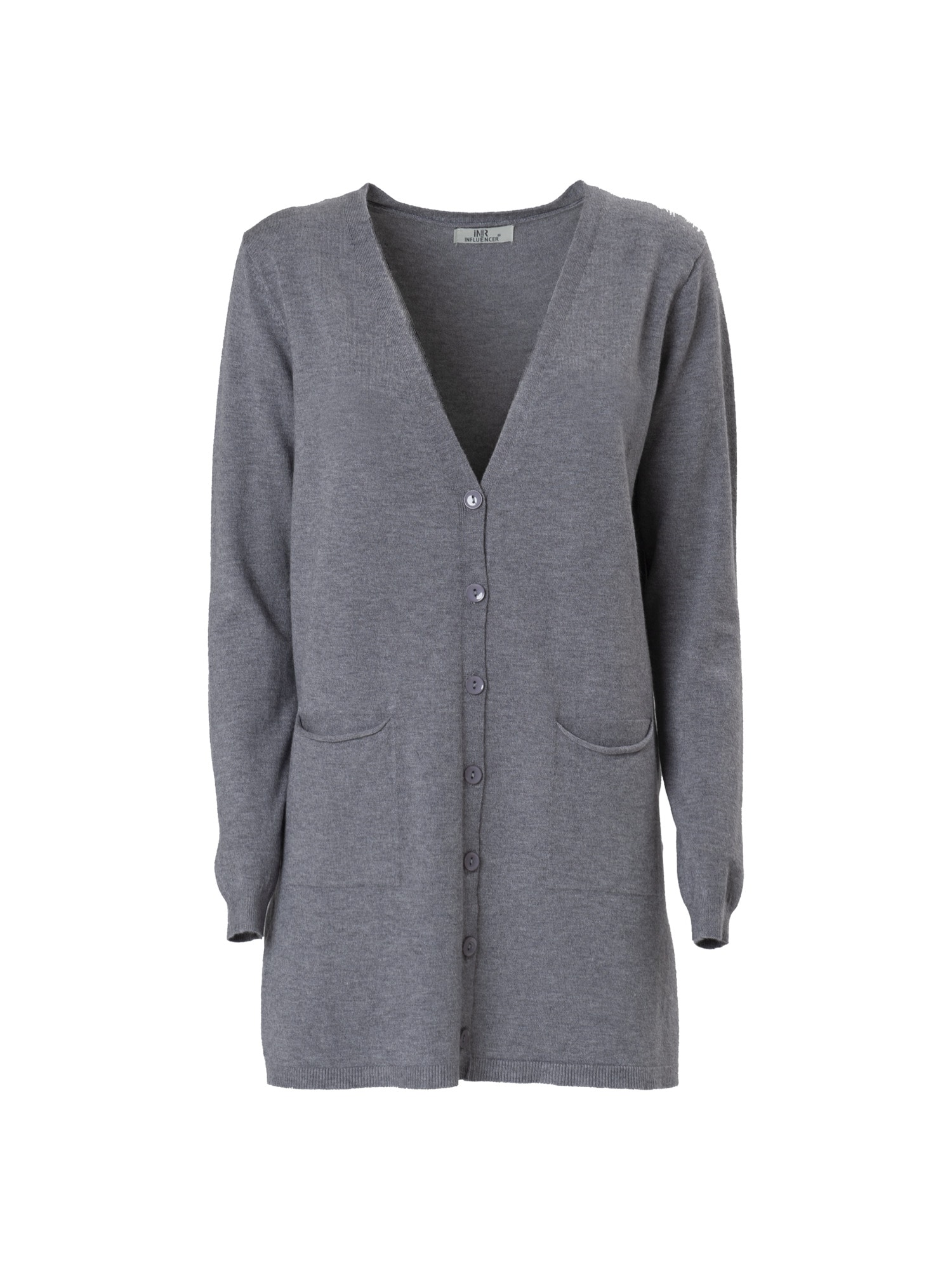Influencer Pletena jopa 'Roll edge pocket Cardigan'  siva