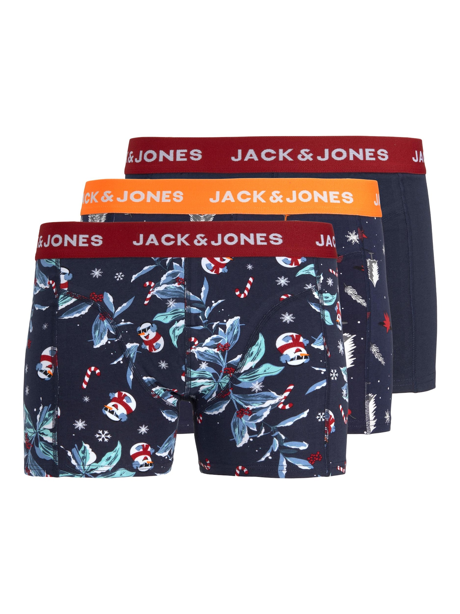 JACK & JONES Boksarice 'Snowmann'  mornarska / oranžna / rdeča / bela