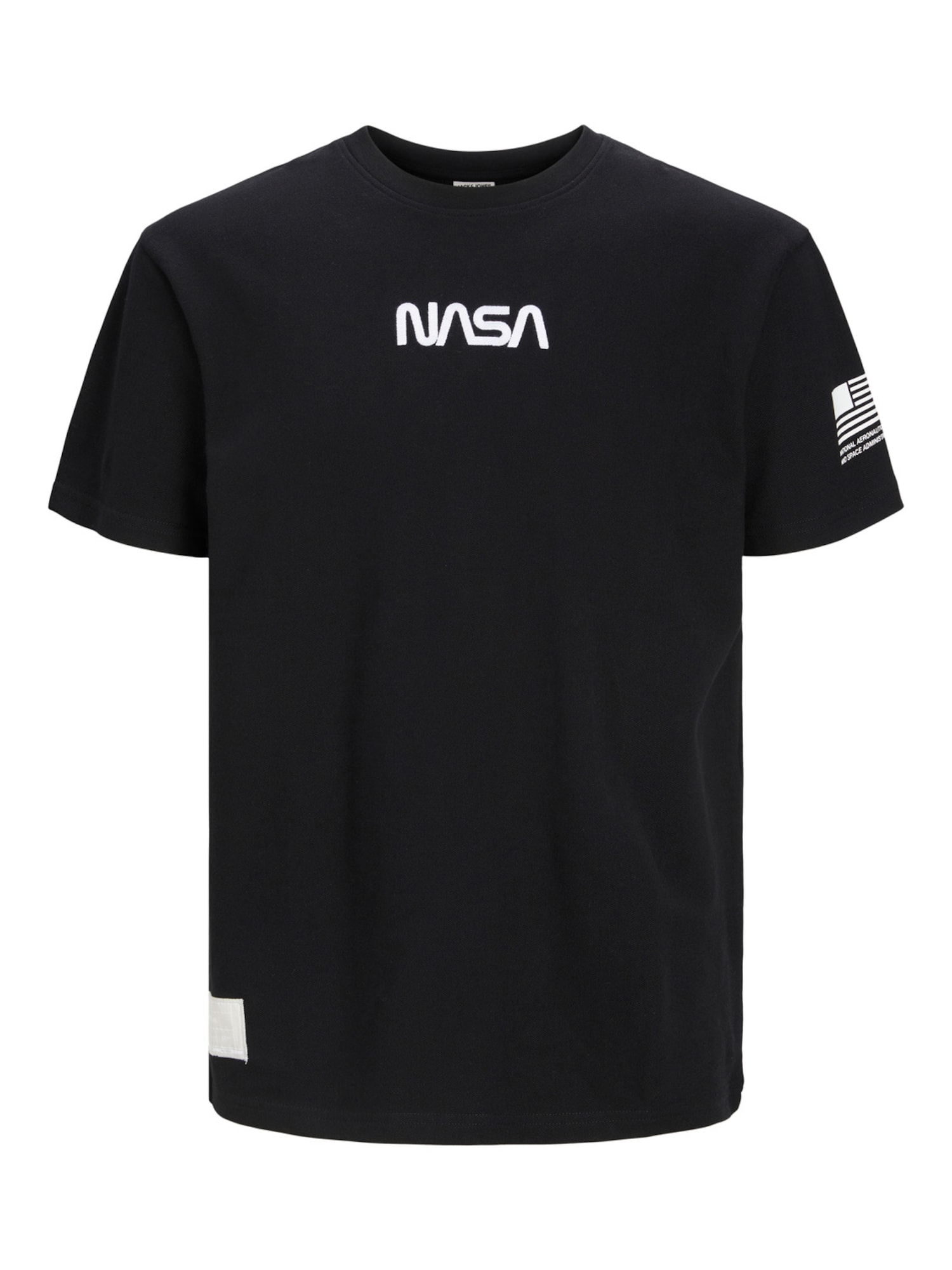 JACK & JONES Majica 'Nasa'  črna / bela