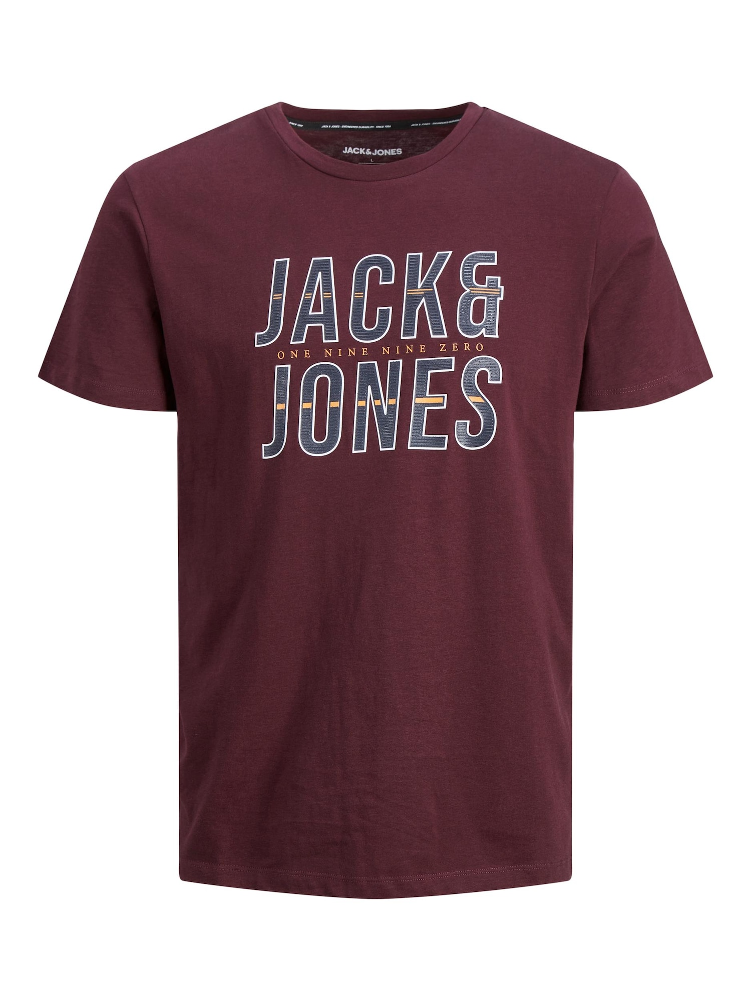 JACK & JONES Majica 'Xilo'  marine / oranžna / vinsko rdeča