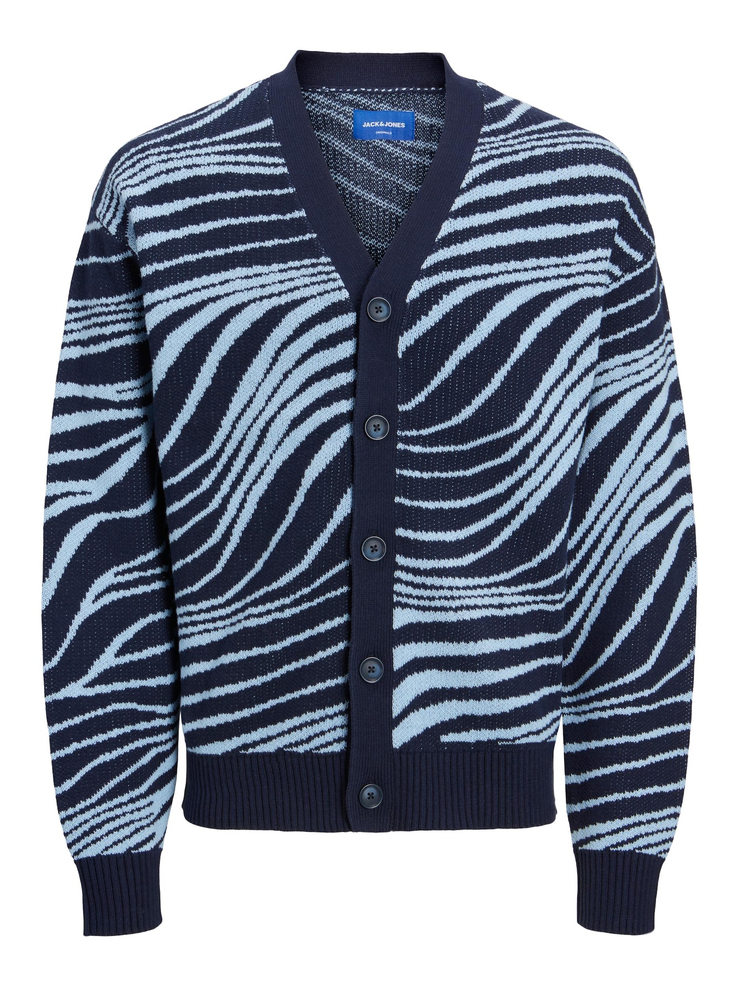 JACK & JONES Pletena jopa 'Gabe'  mornarska / svetlo modra