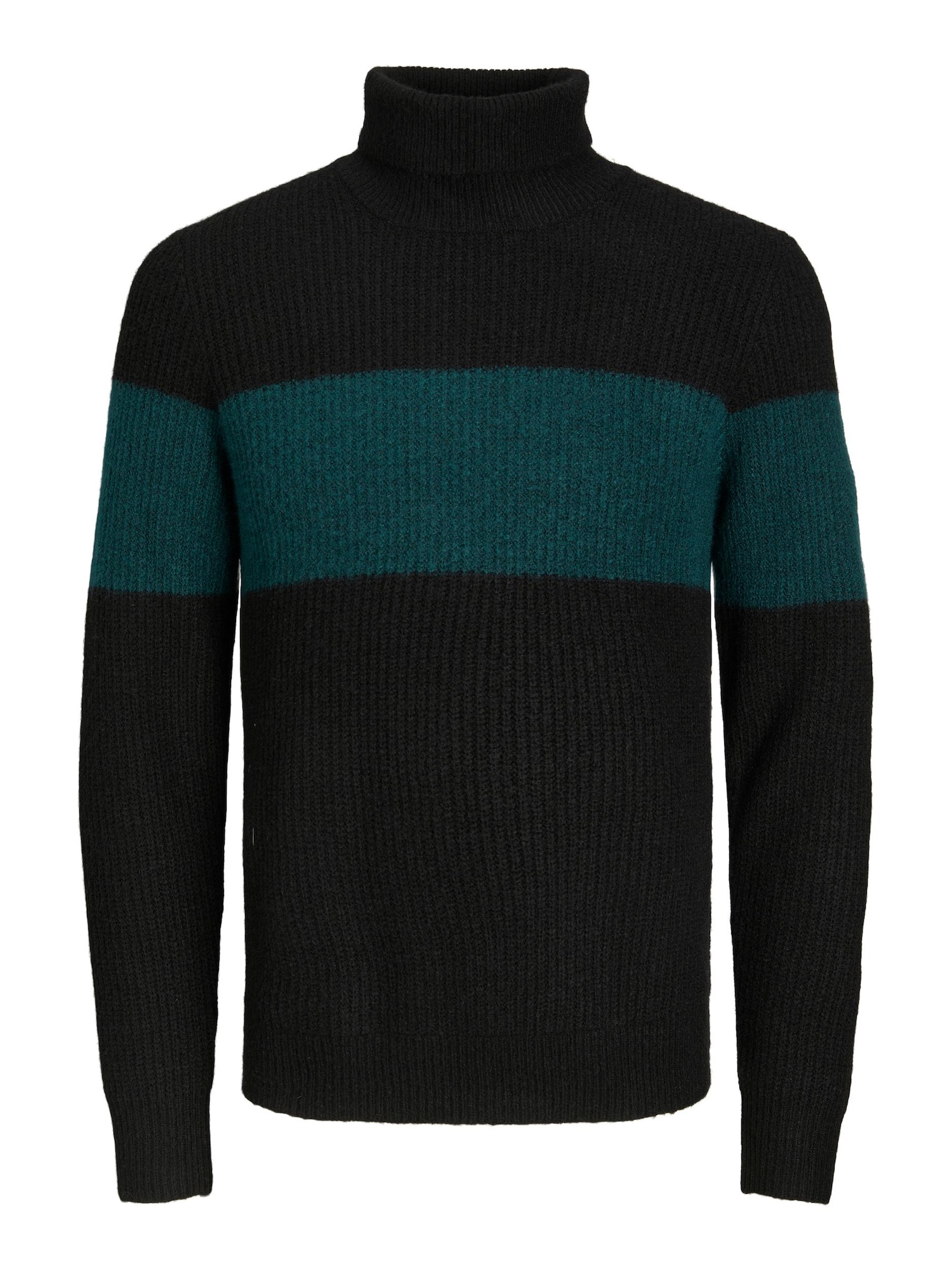 JACK & JONES Pulover 'HIKE'  bež / temno zelena / črna
