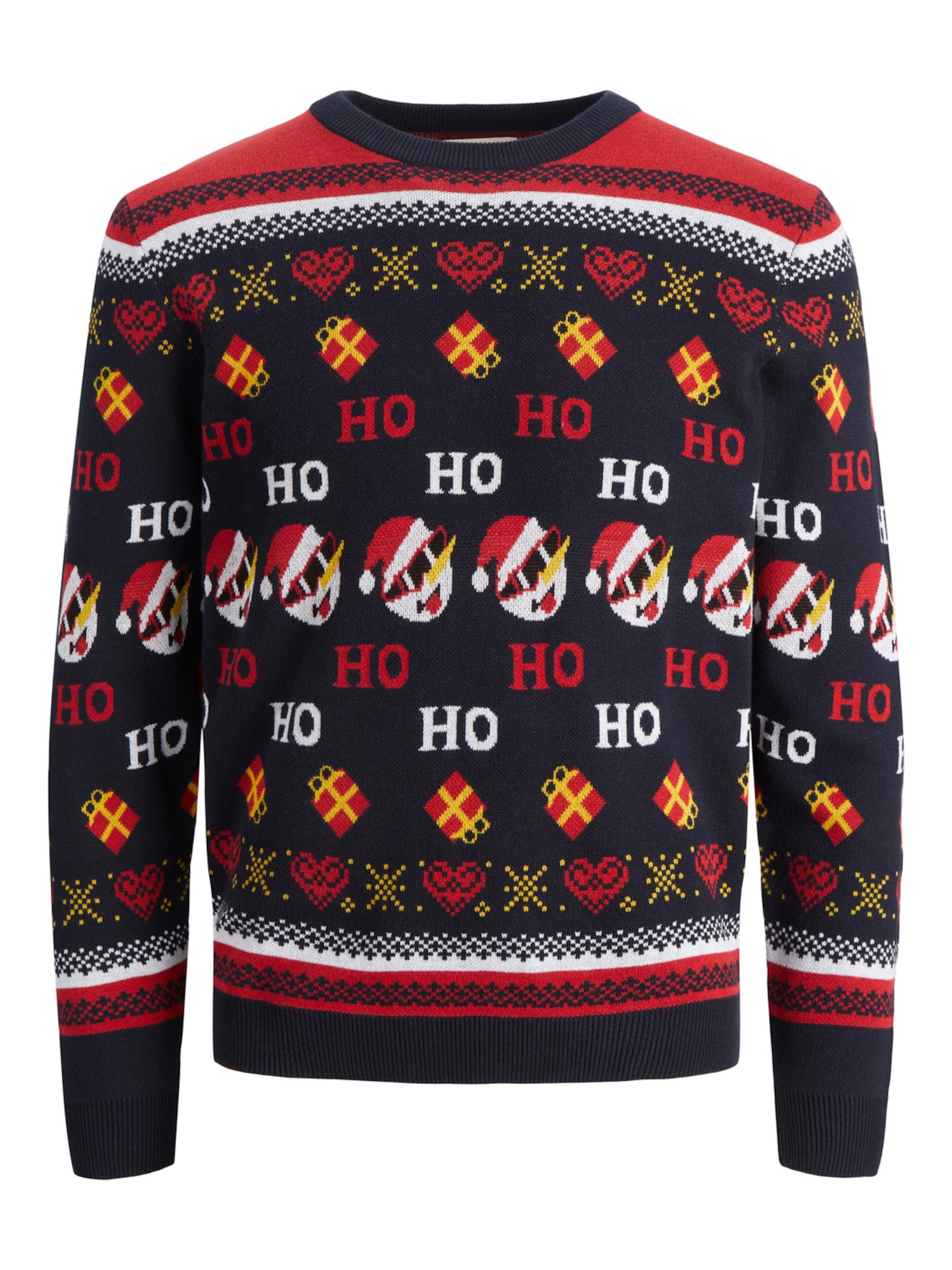 JACK & JONES Pulover 'Hoho'  nočno modra / rumena / rdeča / bela