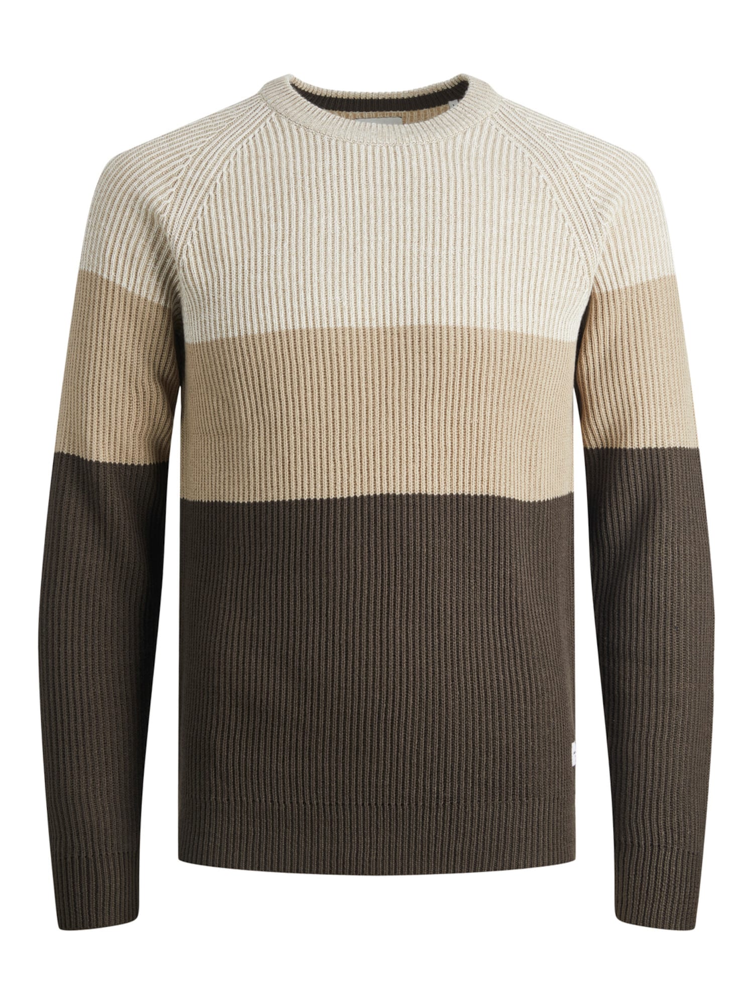 JACK & JONES Pulover 'Pannel'  bež / siva / temno zelena