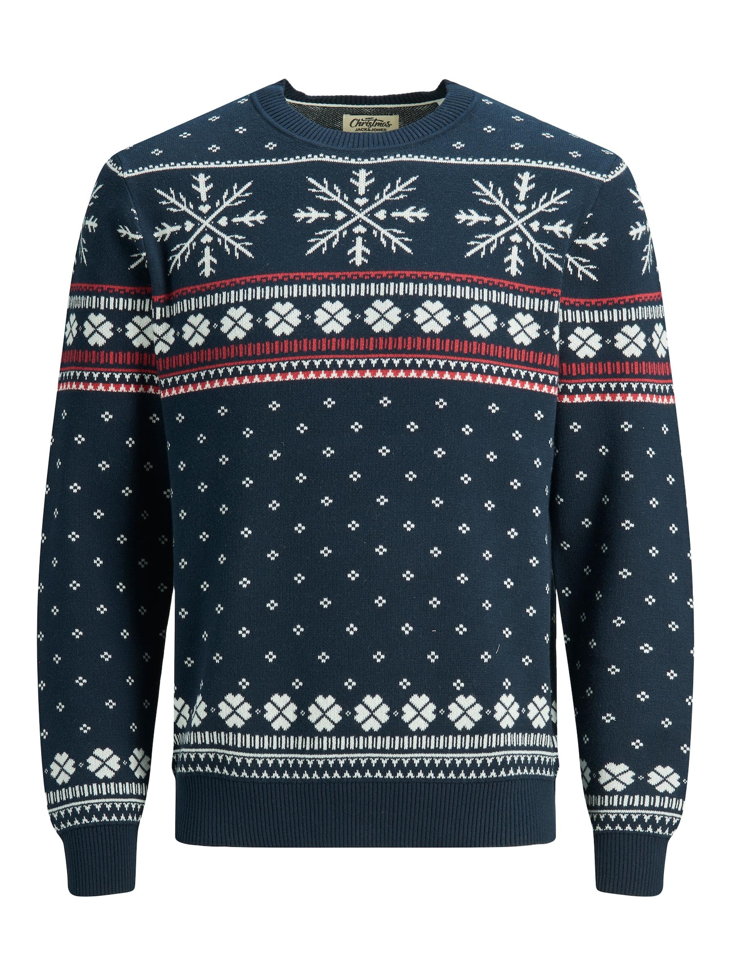 JACK & JONES Pulover  mornarska / rdeča / bela