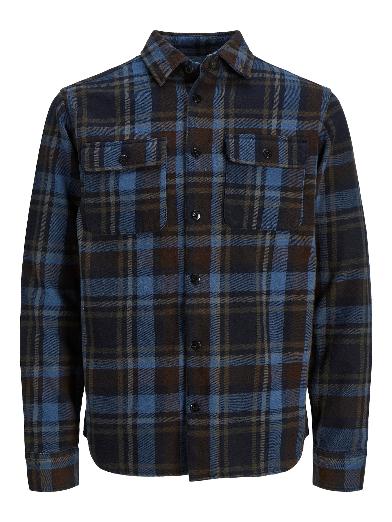 JACK & JONES Srajca 'Darren'  nočno modra / svetlo modra / rjava / svetlo zelena