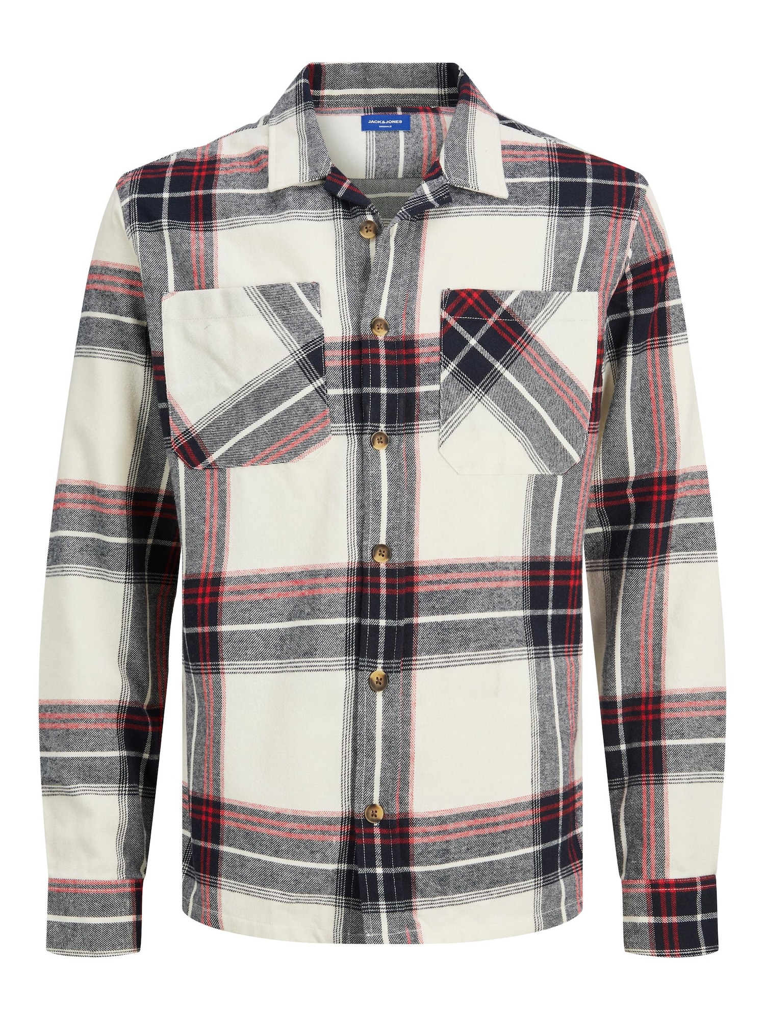JACK & JONES Srajca 'Derek'  mornarska / svetlo rdeča / bela
