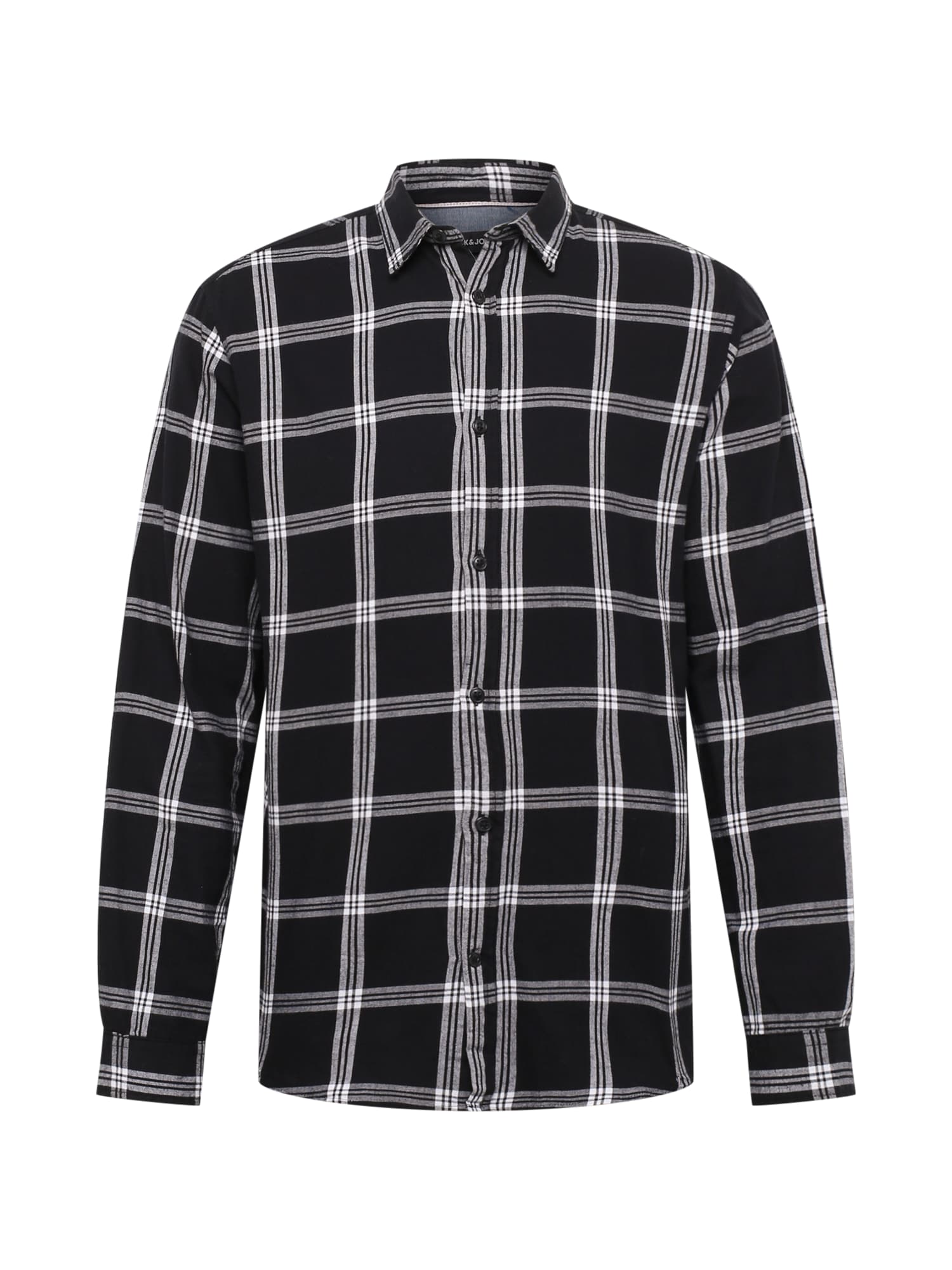 JACK & JONES Srajca 'GingIham'  siva / črna / bela