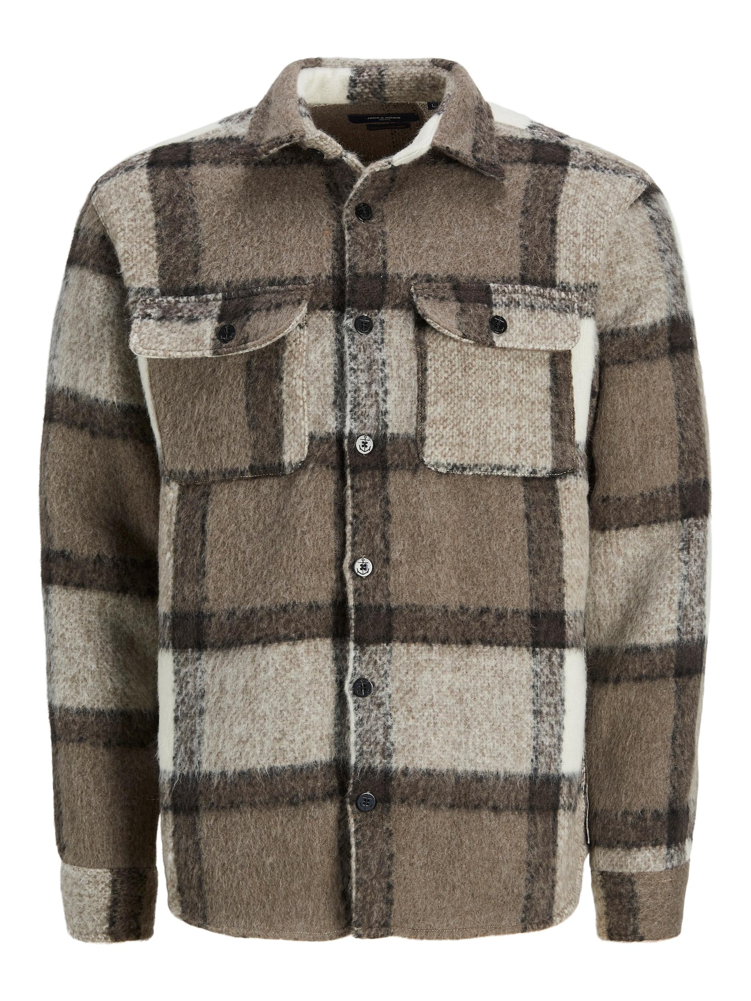 JACK & JONES Srajca  bež / temno rjava / črna